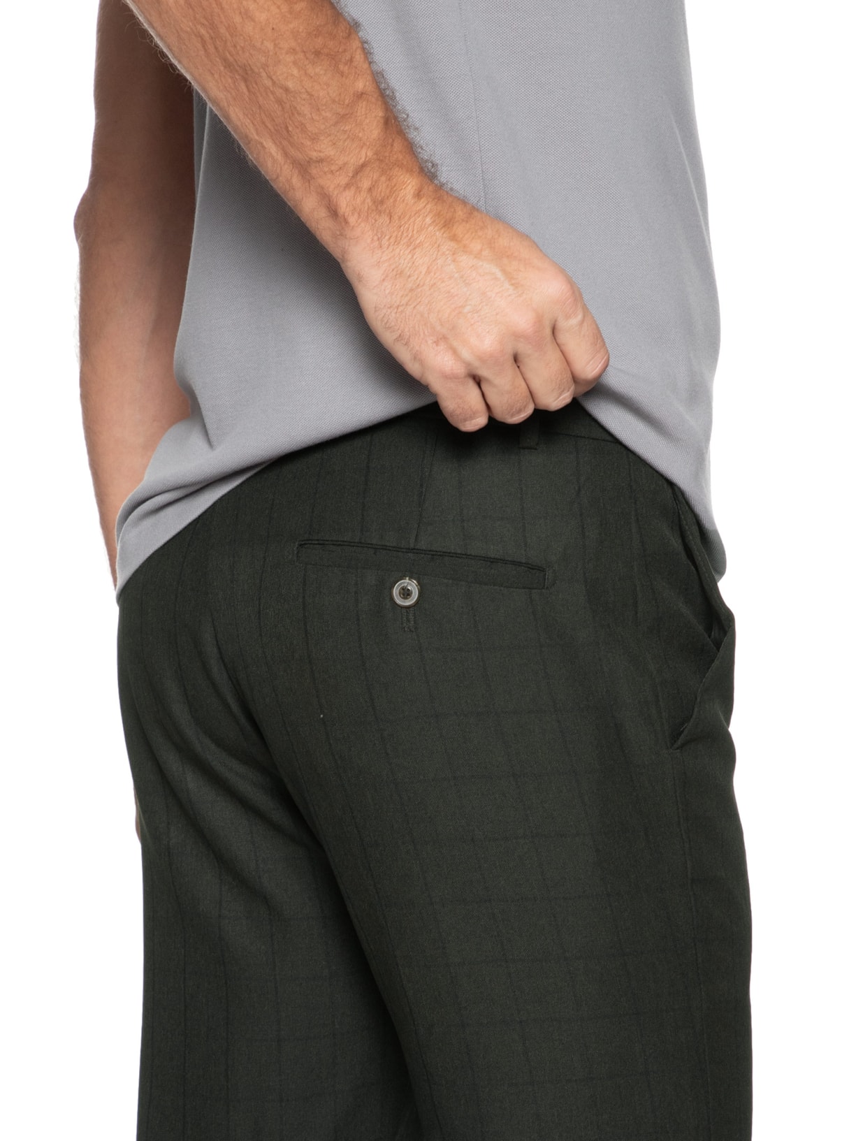 Calça Masculina Alfaiataria Xadrez Reta '2 Essential Verde