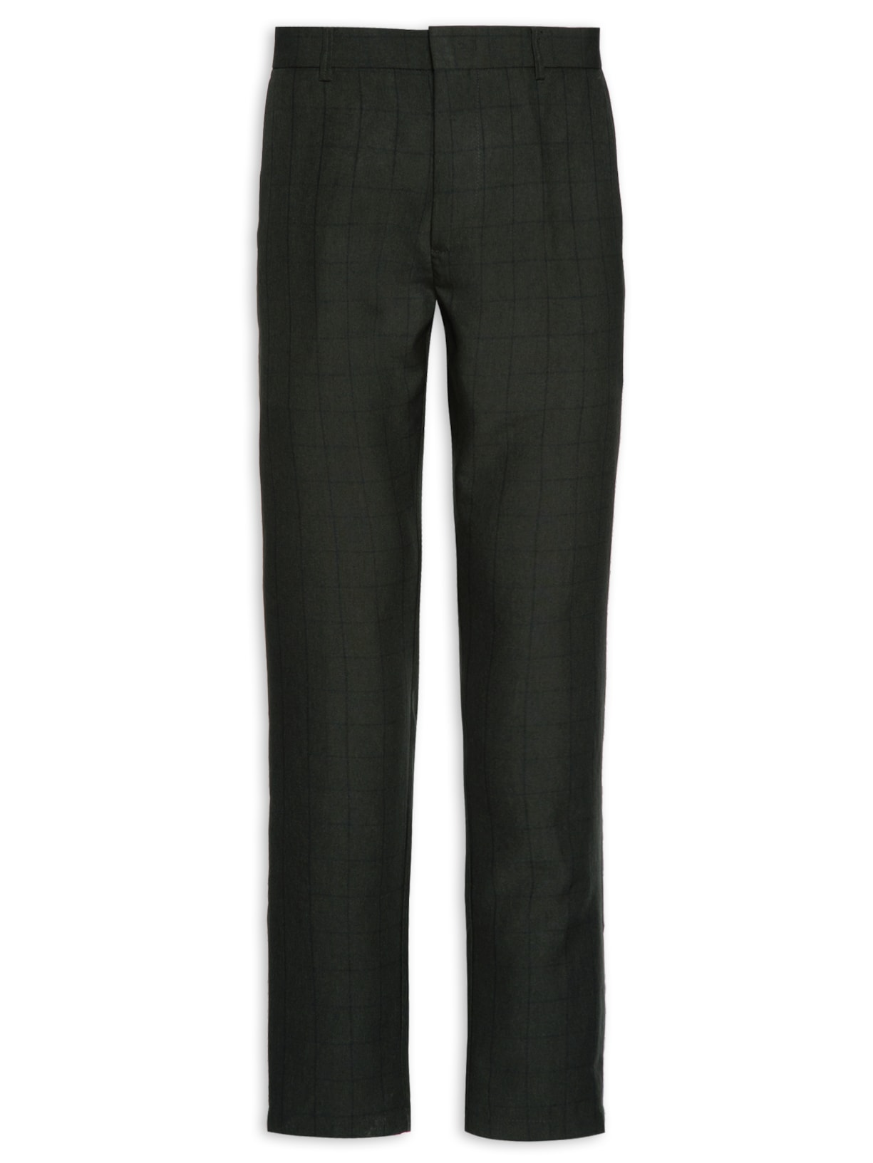 Calça Masculina Alfaiataria Xadrez Reta - Verde
