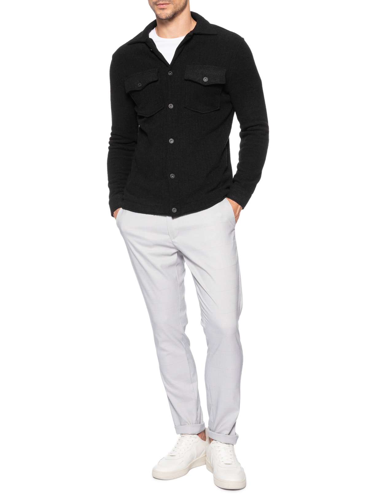 Calça Masculina Alfaitaria Elástico Cinza Sergio K