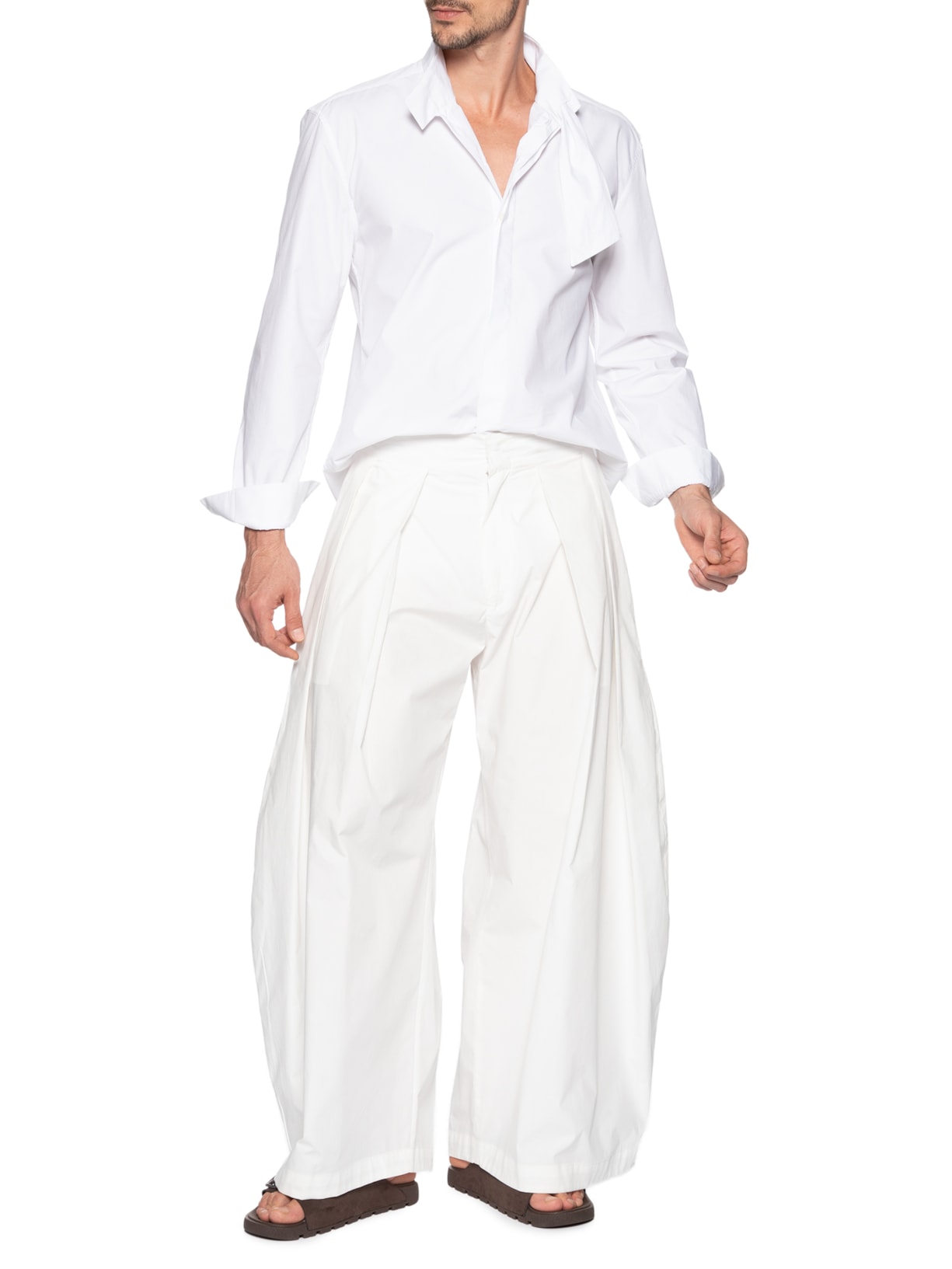 Calça Masculina Algodão Max Pregas Branco Handred