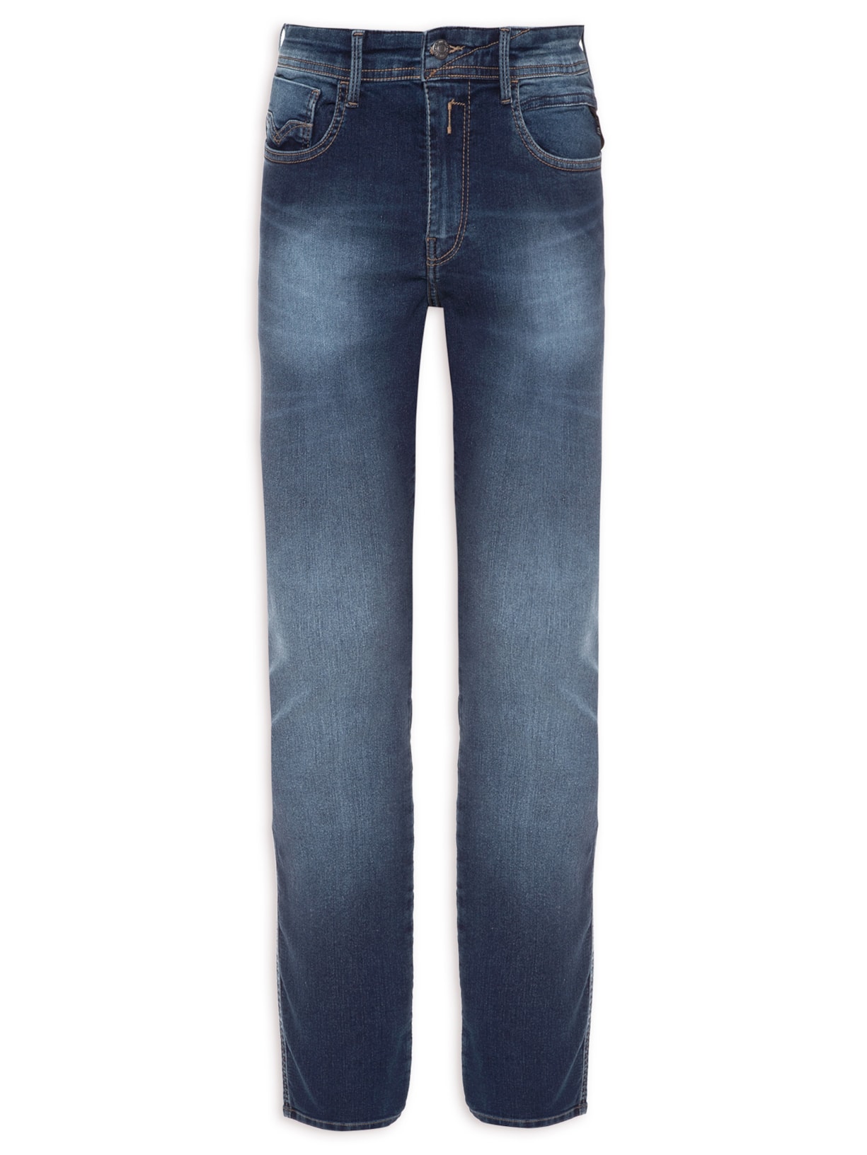 Calça Masculina Anbass Skinny Raw Denim Com Amassa - Azul