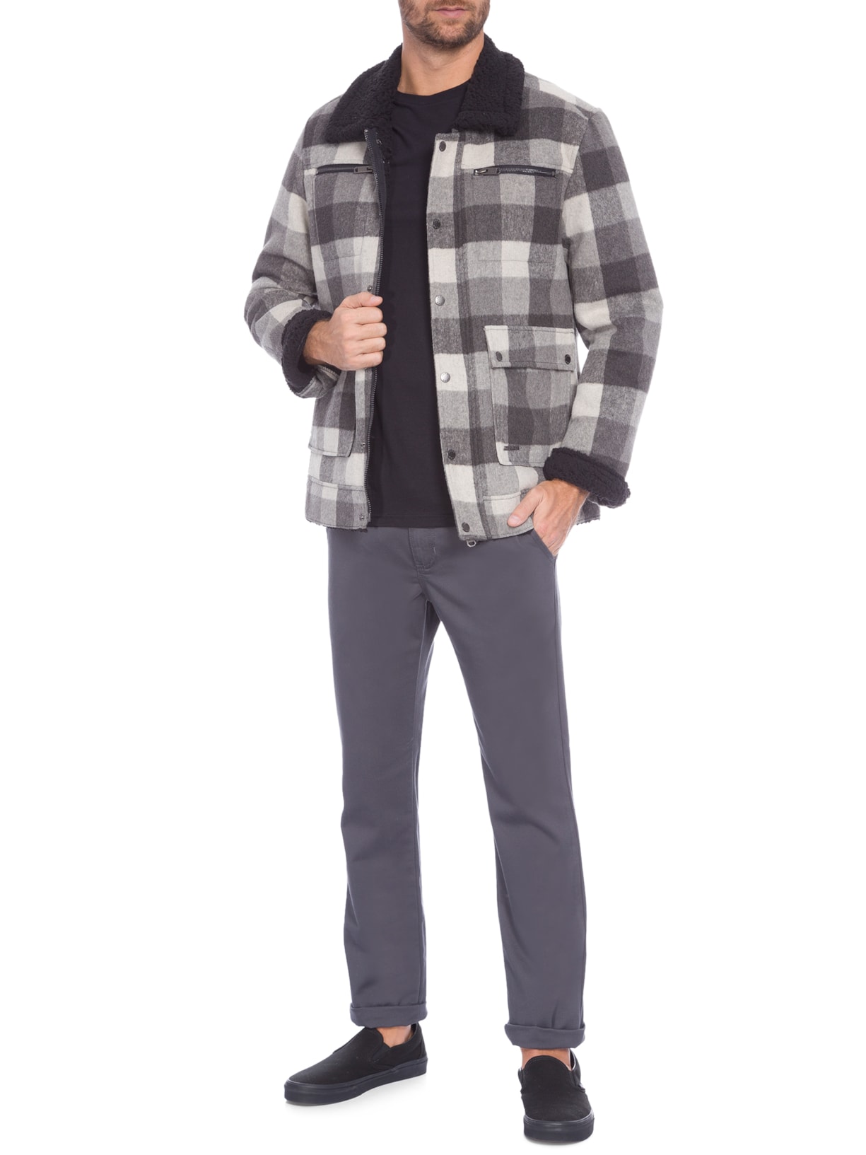 Calça Masculina Authentic Chino Stretch Asphalt Cinza Vans