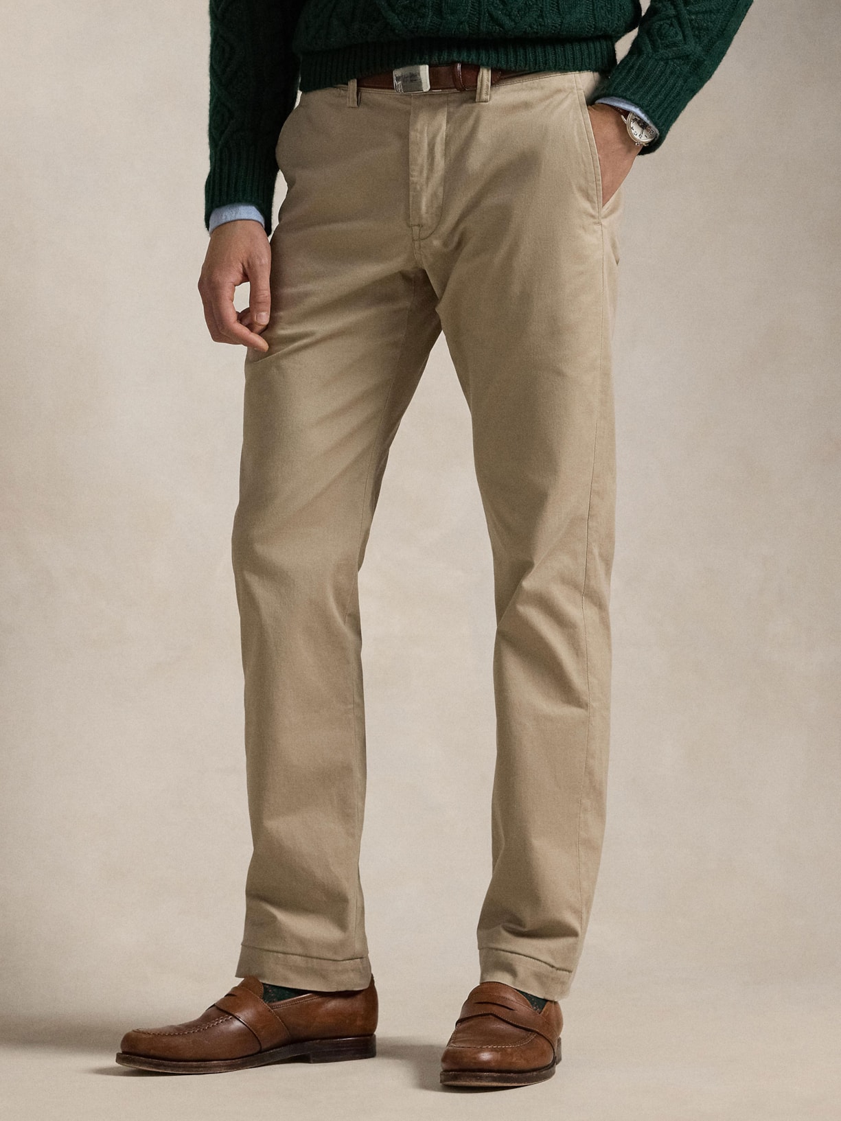 Calça Masculina Bedford Stretch Fit Twill Bege Polo Ralph Lauren