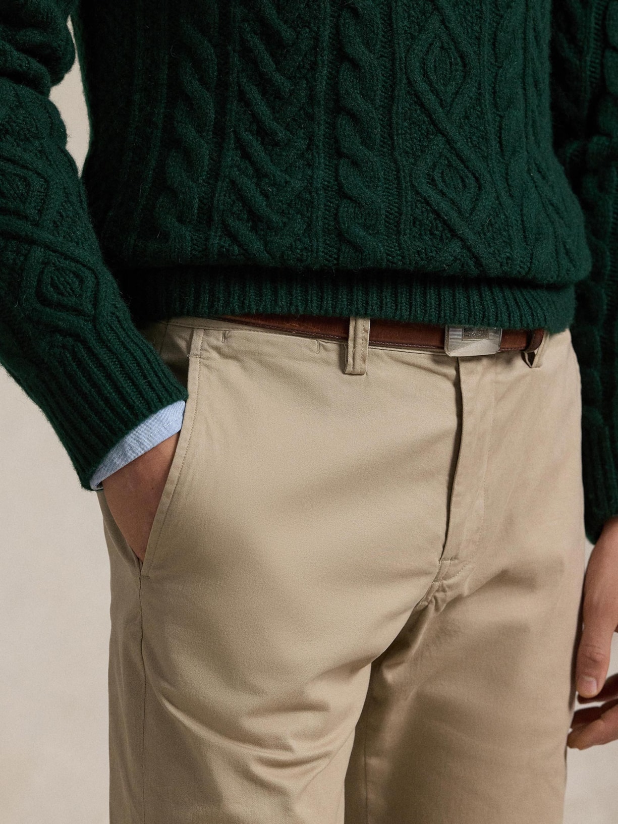 Calça Masculina Bedford Stretch Fit Twill Bege Polo Ralph Lauren