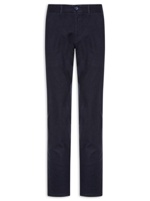 Calça Masculina Blend Linho Casual Reta – Azul – 2 Essential