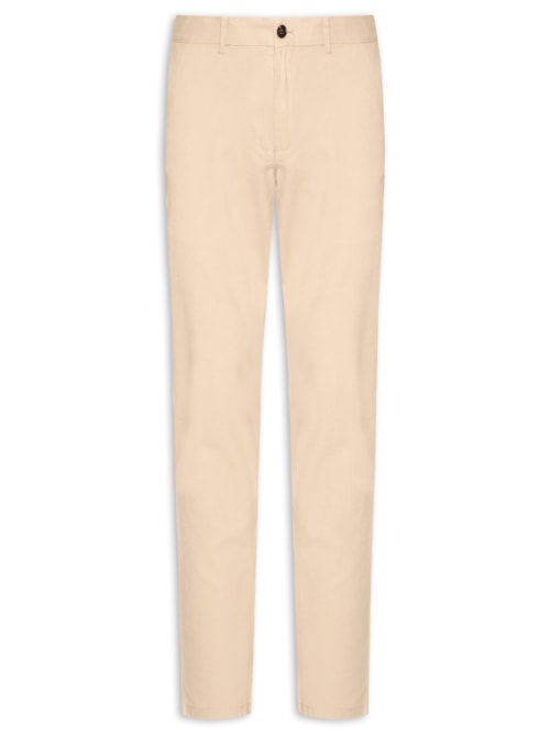 Calça Masculina Blend Linho Casual Reta – Bege