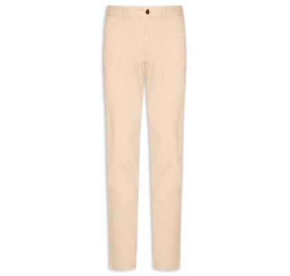 Calça Masculina Blend Linho Casual Reta - Bege