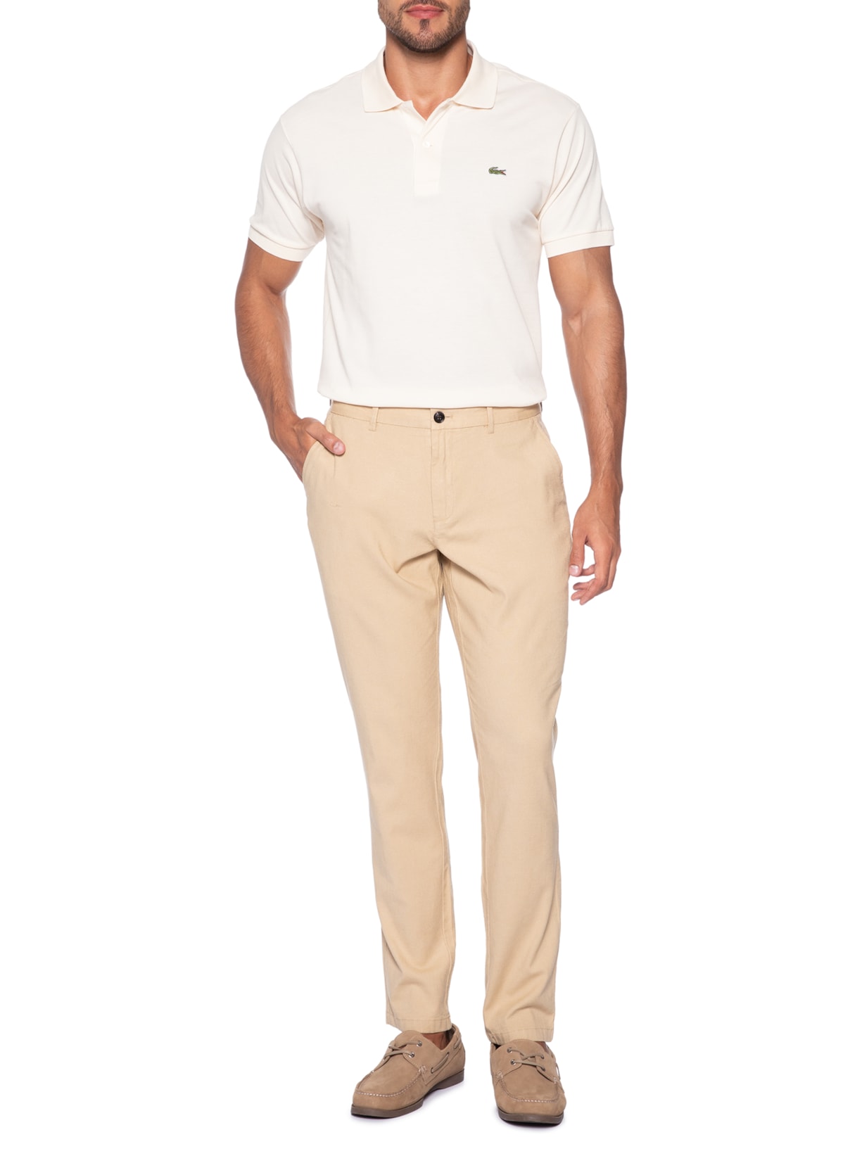 Calça Masculina Blend Linho Casual Reta Bege '2 Essential