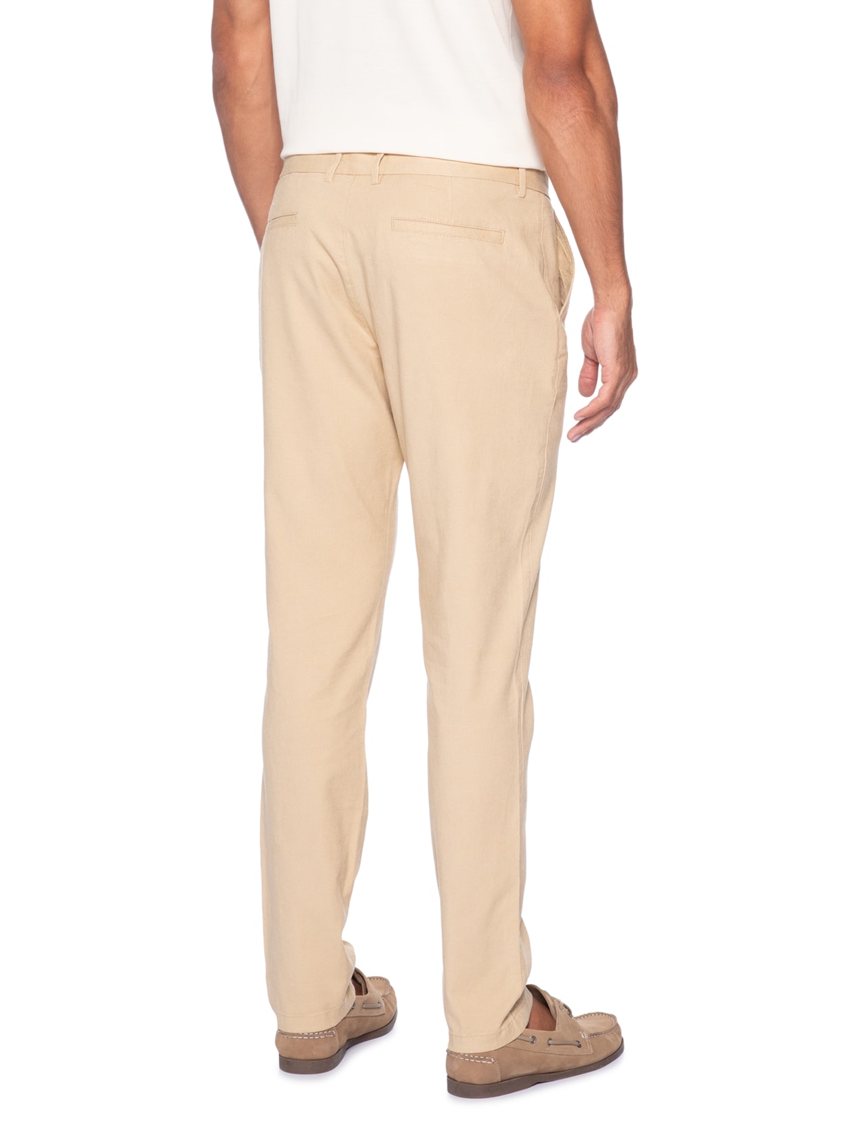 Calça Masculina Blend Linho Casual Reta Bege '2 Essential