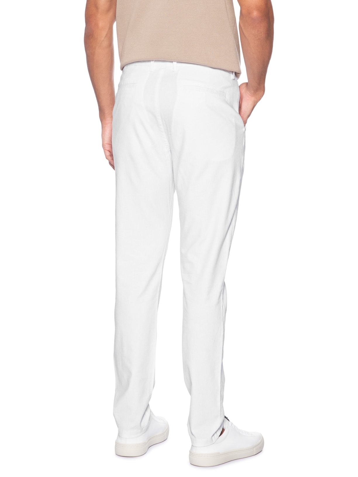 Calça Masculina Blend Linho Casual Reta Branco '2 Essential