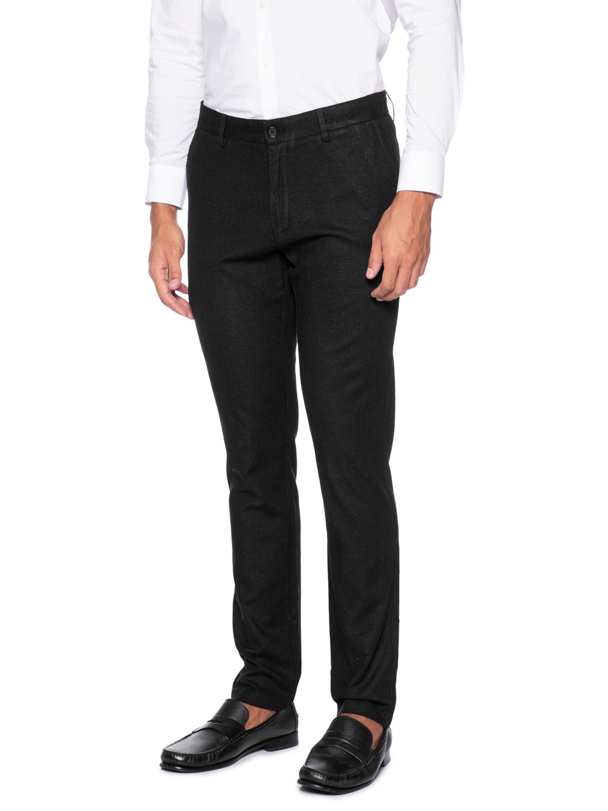 Calça Masculina Blend Linho Casual Reta Preto 2 Essential '2 Essential