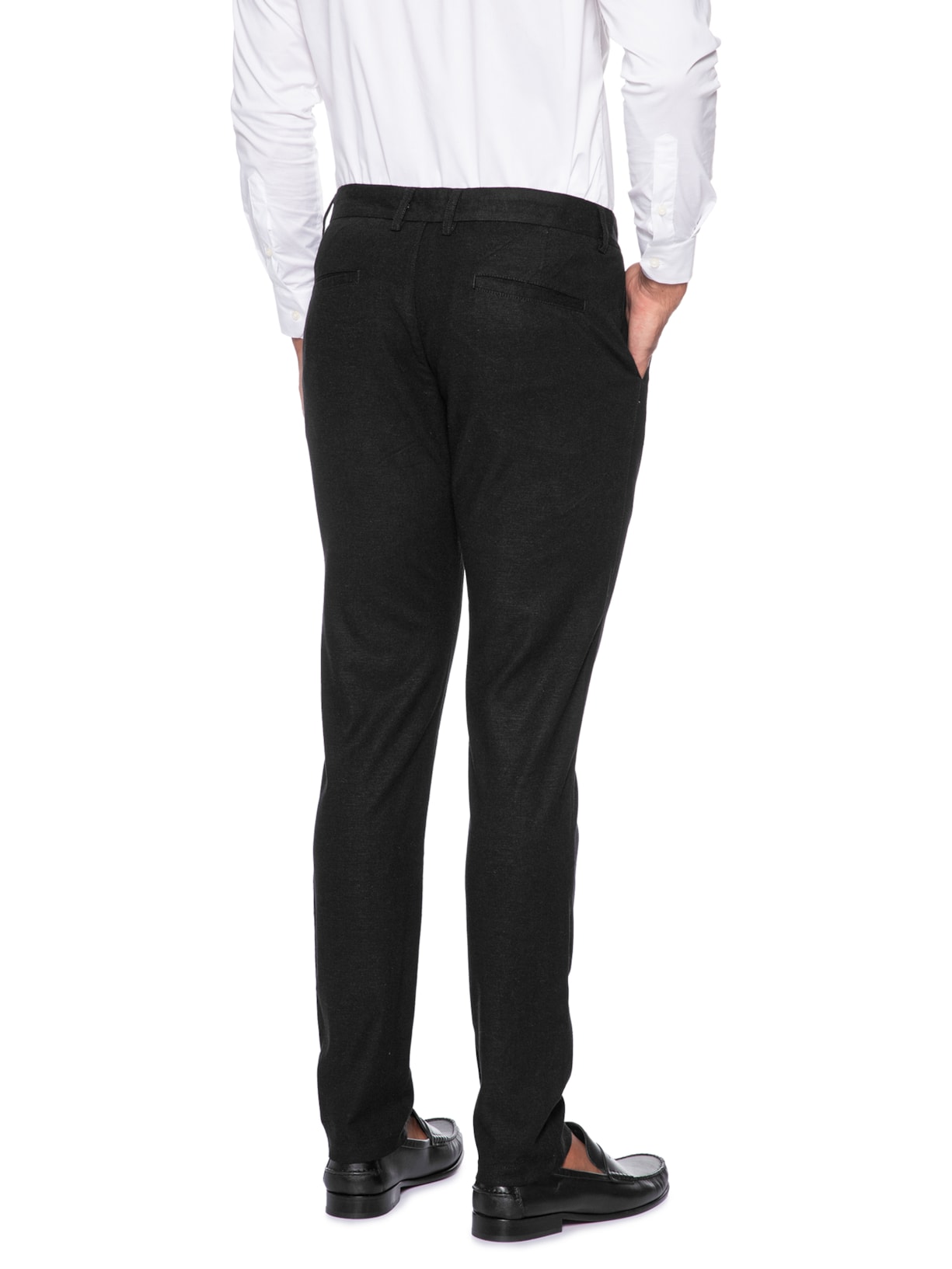 Calça Masculina Blend Linho Casual Reta Preto 2 Essential '2 Essential