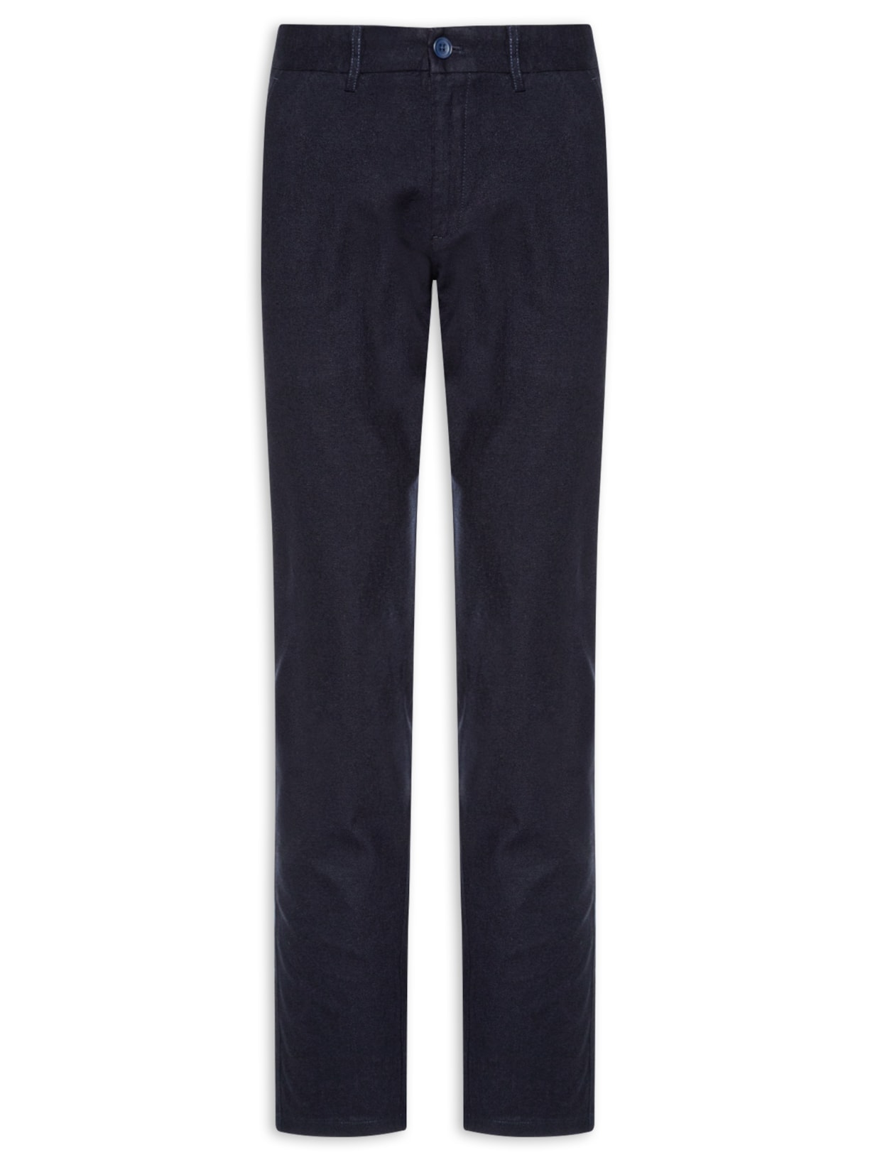 Calça Masculina Blend Linho Casual Reta – Azul – 2 Essential