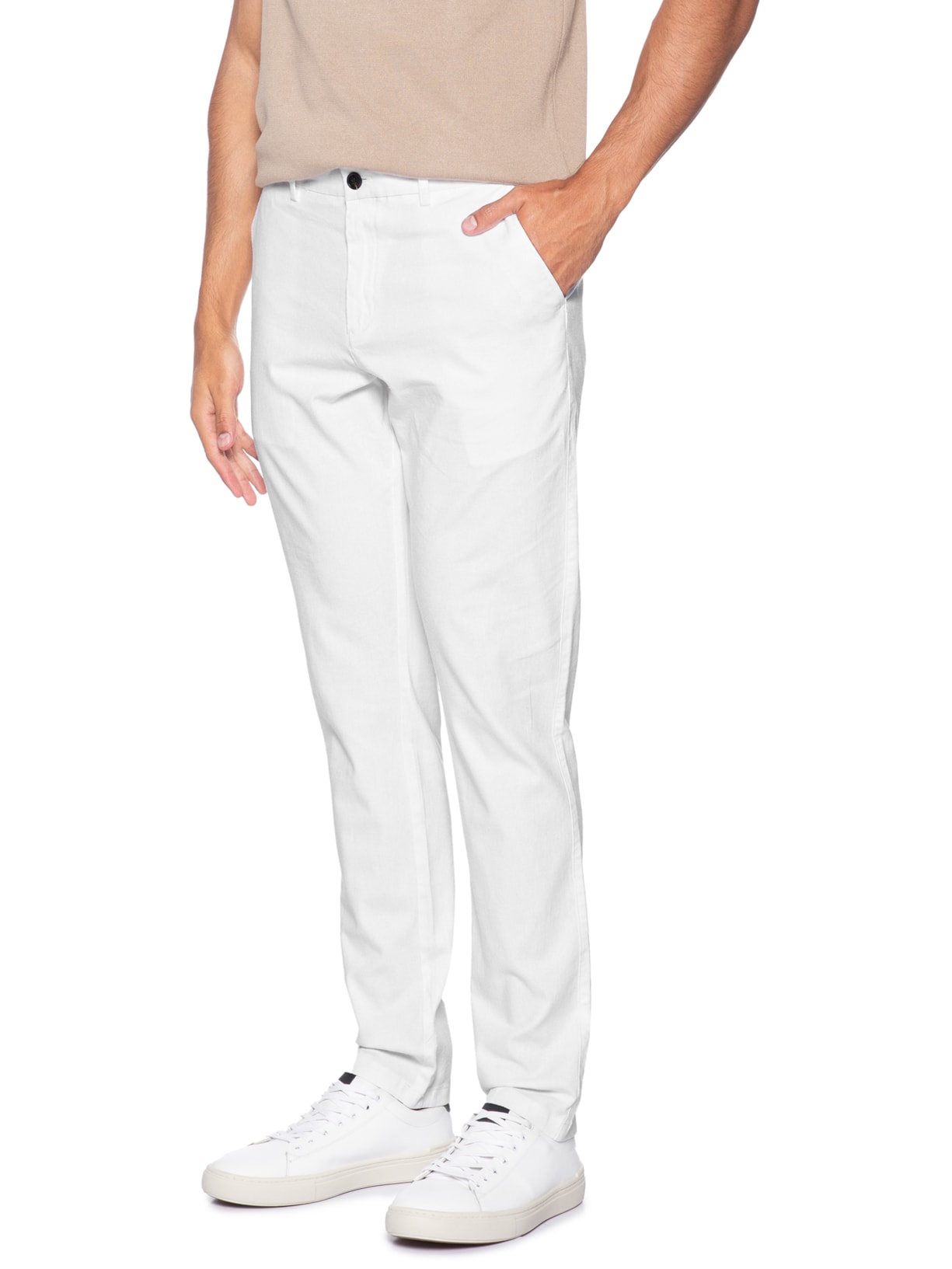 Calça Masculina Blend Linho Casual Reta – Branco '2 Essential