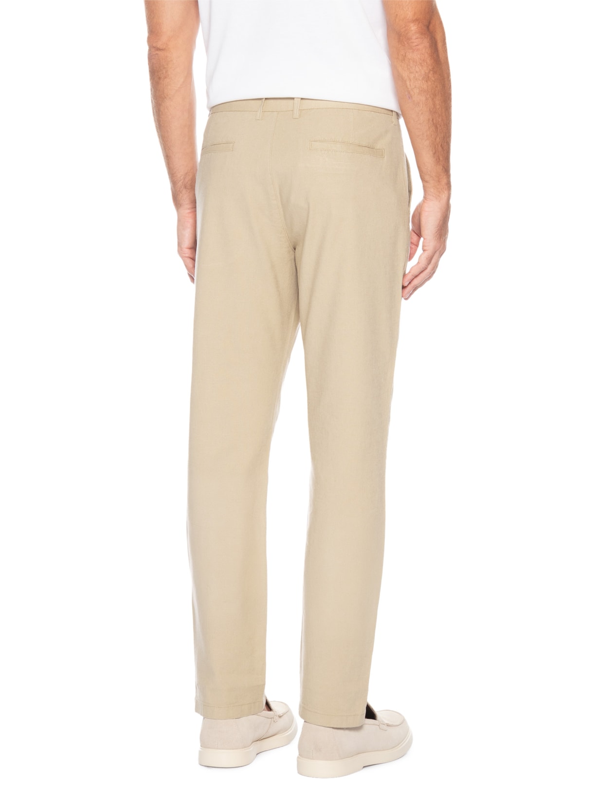 Calça Masculina Blend Linho Reta Bege '2 Essential