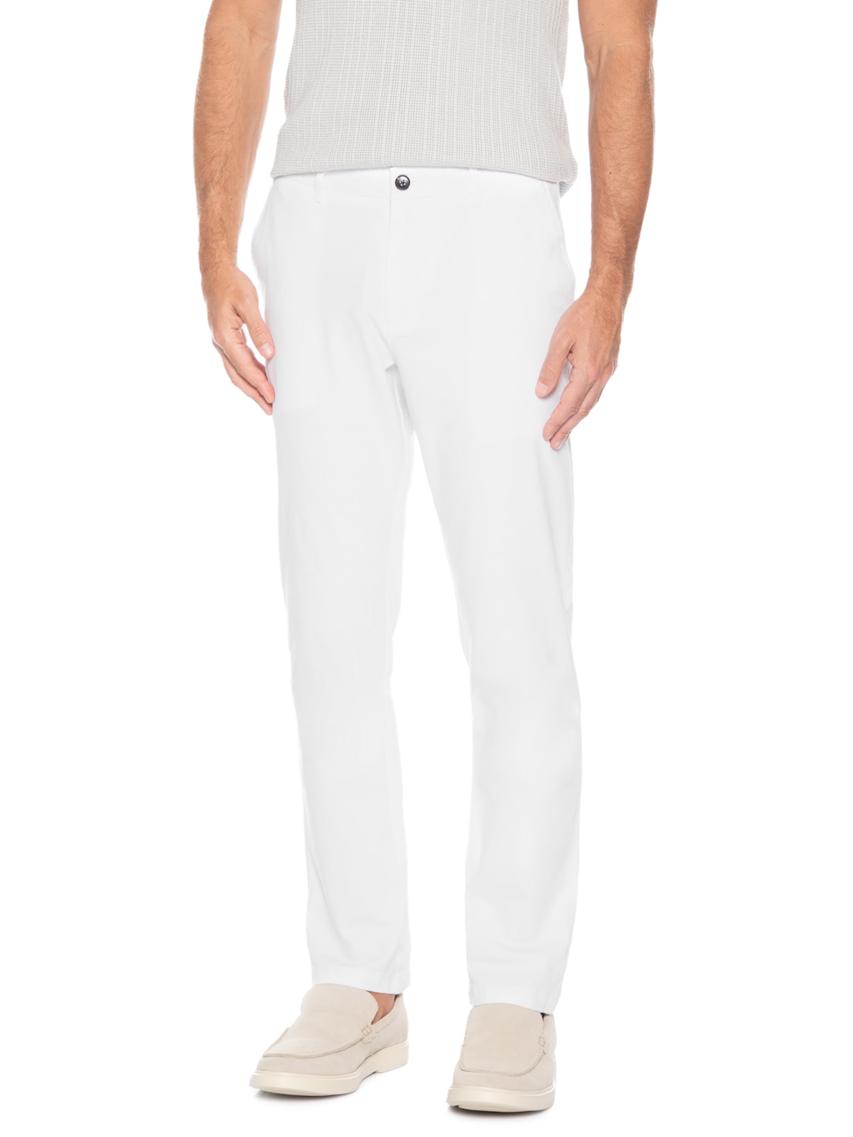 Calça Masculina Blend Linho Reta Branco '2 Essential