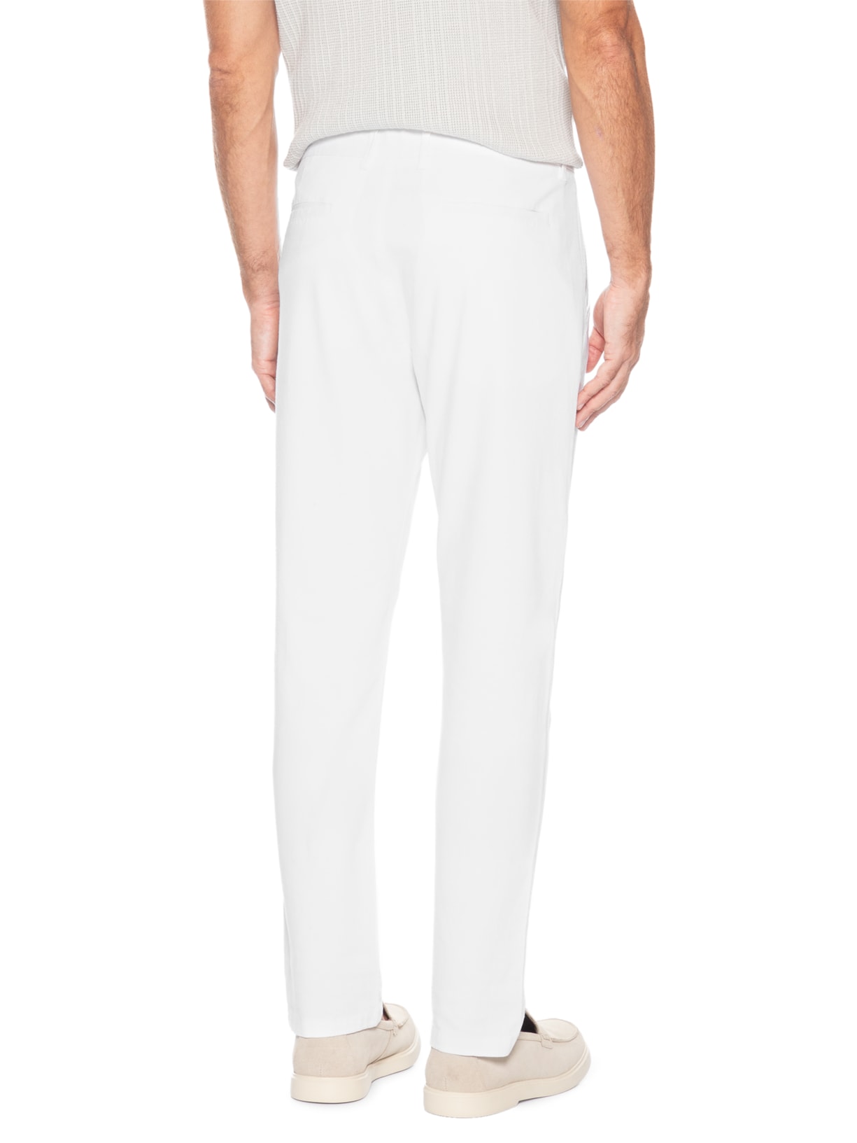 Calça Masculina Blend Linho Reta Branco '2 Essential