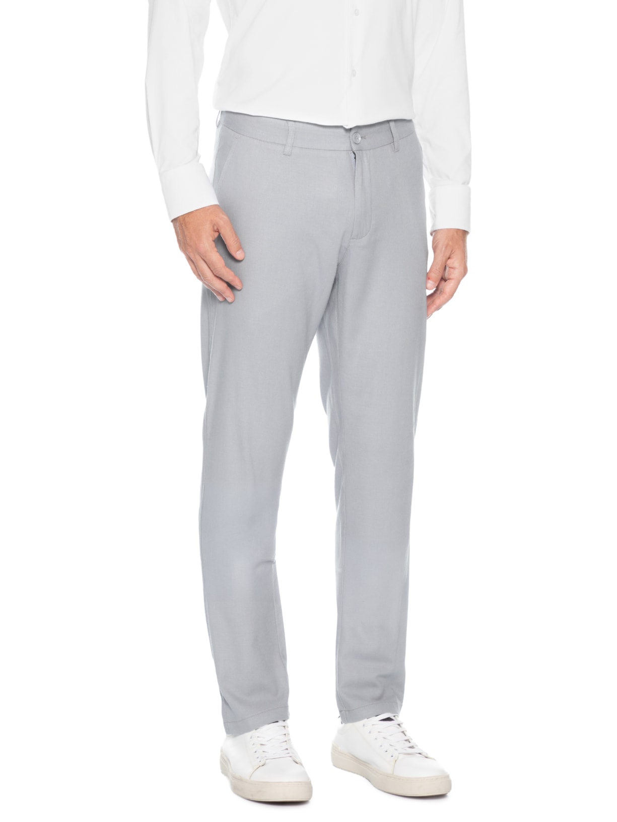 Calça Masculina Blend Linho Reta Cinza '2 Essential