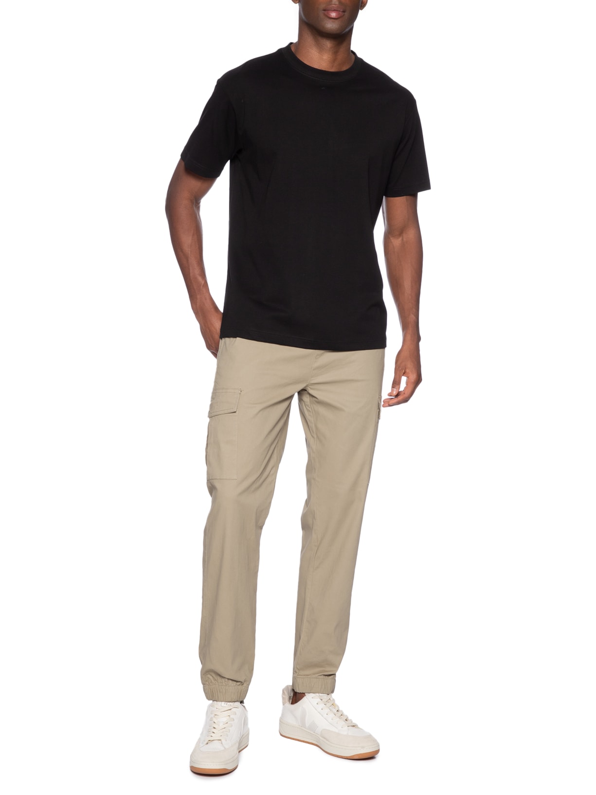 Calça Masculina Bolso Cargo Bege  Basiq Men