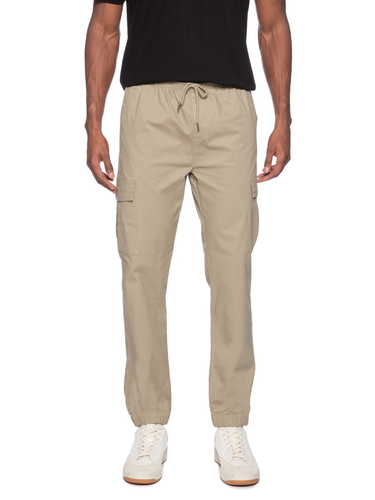 Calça Masculina Bolso Cargo Bege  Basiq Men