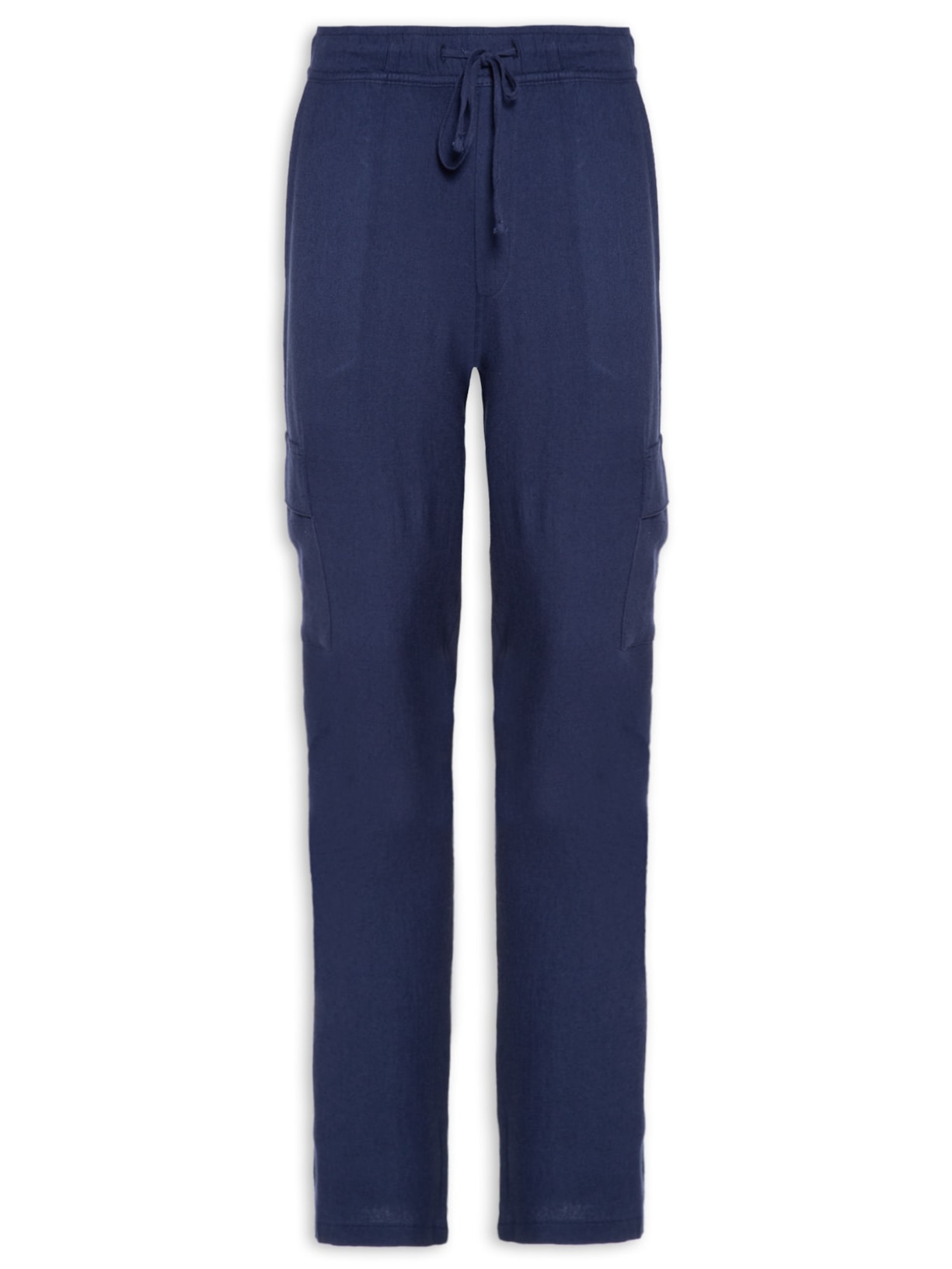 Calça Masculina Bolso Cargo Linho - Azul