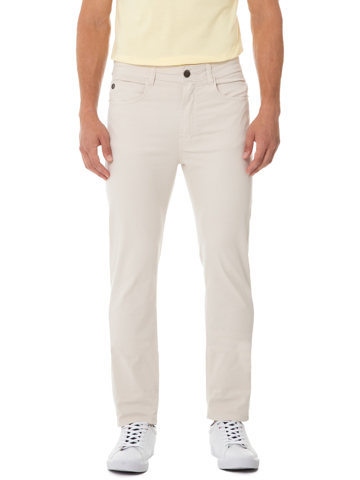 Calça Masculina Canvas Tradicional 5 Pockets Bege Vr
