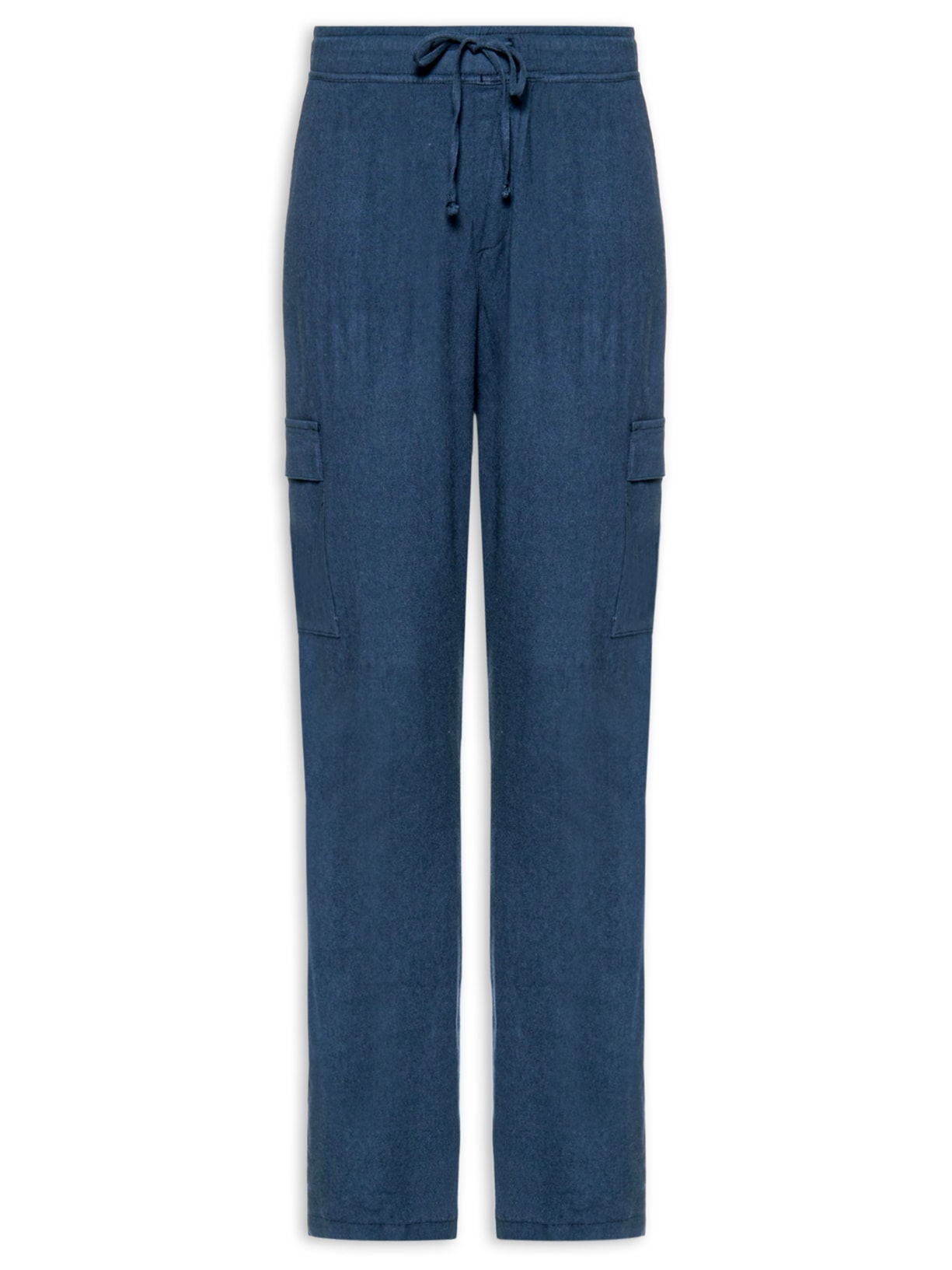 Calça Masculina Cargo Em Linho - Azul