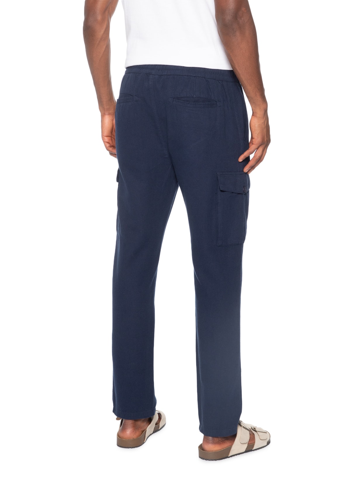 Calça Masculina Cargo Reta Azul Basiq Men