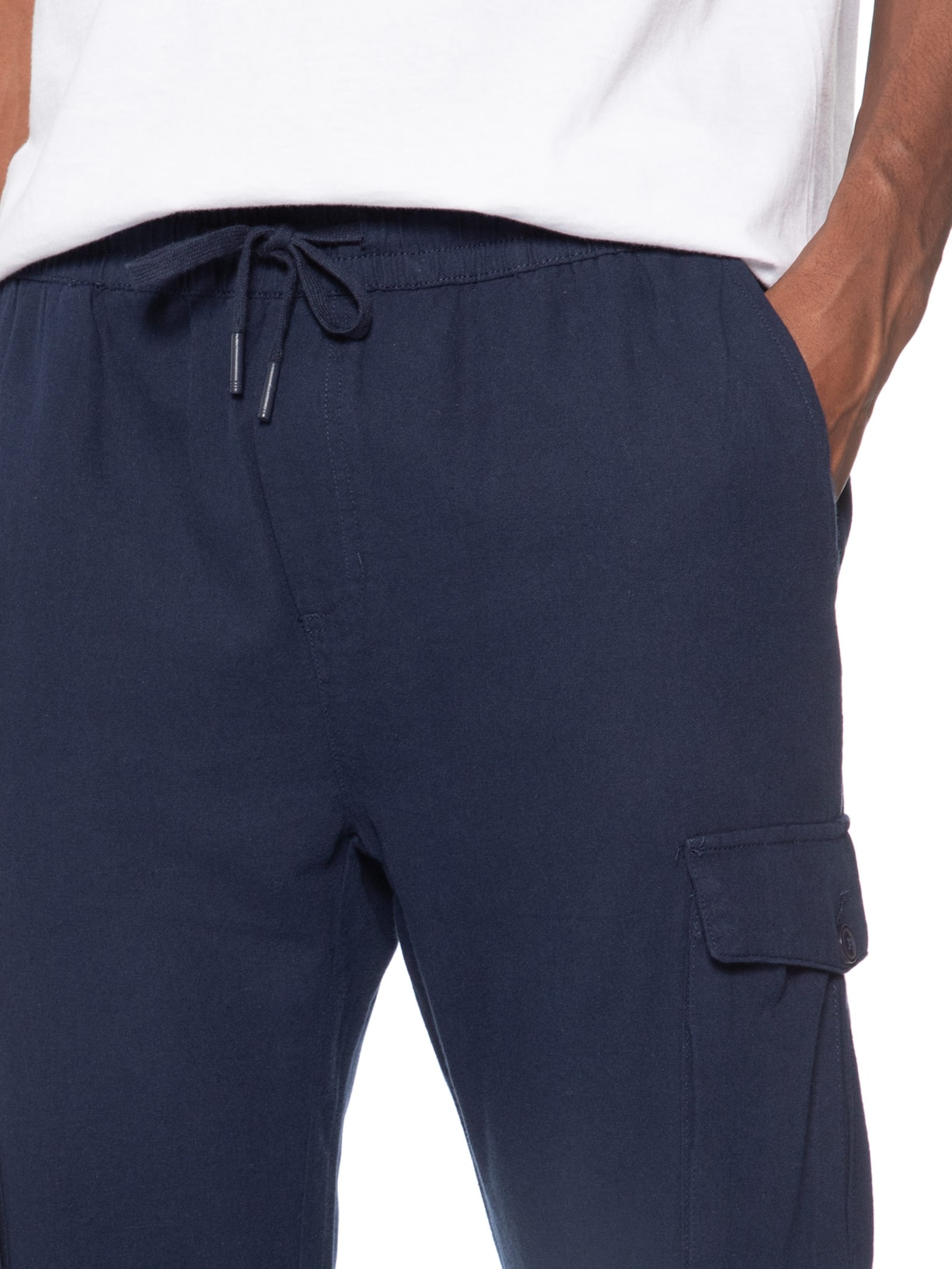 Calça Masculina Cargo Reta Azul Basiq Men