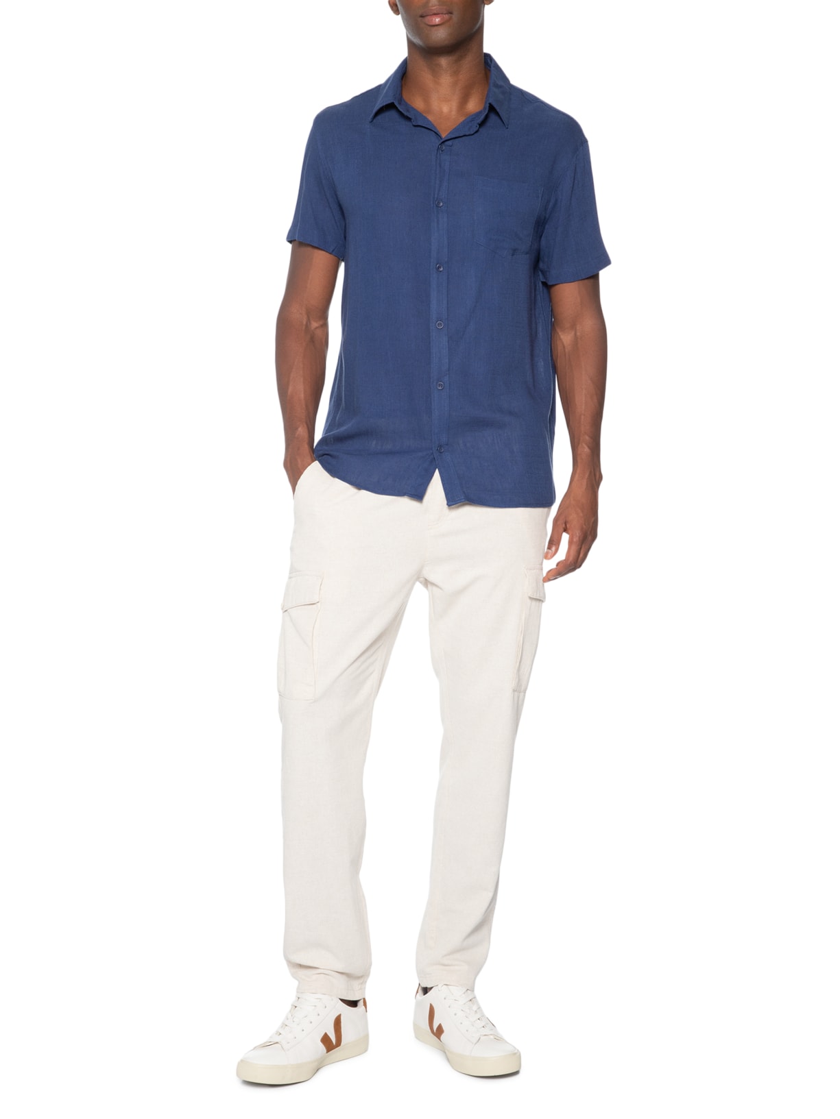 Calça Masculina Cargo Reta Off White Basiq Men