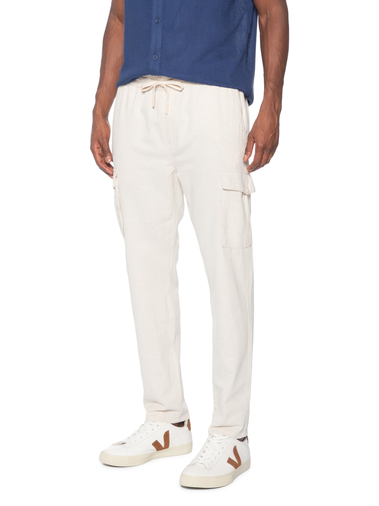 Calça Masculina Cargo Reta Off White Basiq Men