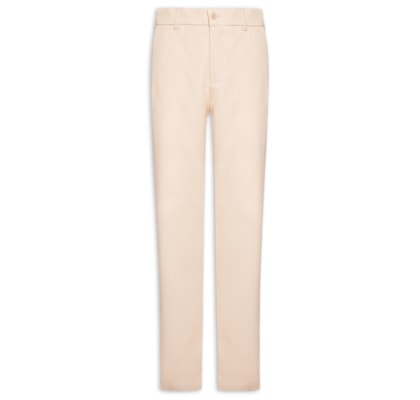 Calça Masculina Casual Cós Elástico Reta - Bege