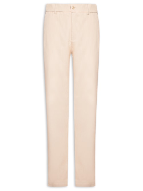 Calça Masculina Casual Cós Elástico Reta - Bege