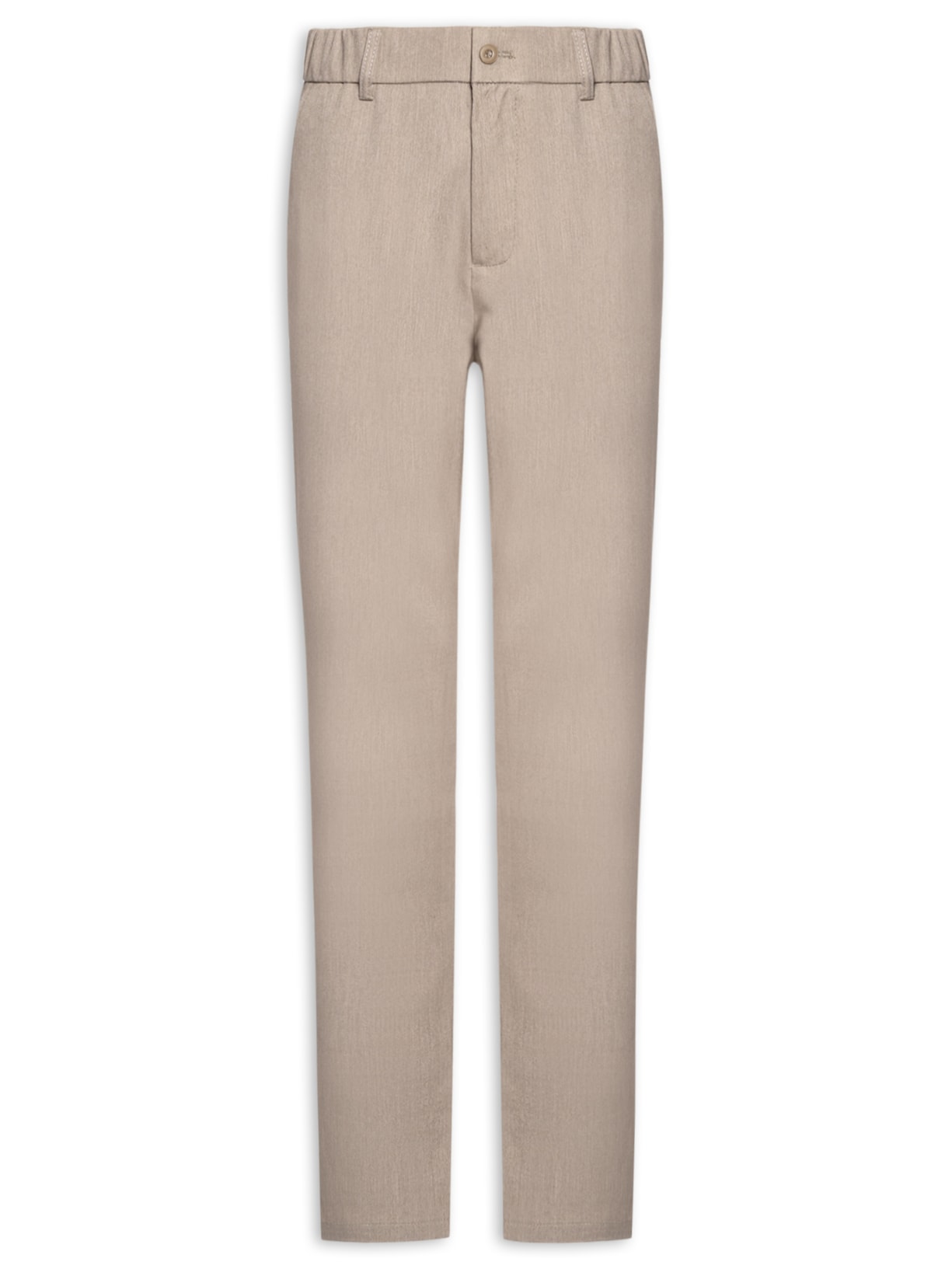 Calça Masculina Casual Cós Elástico Reta - Bege