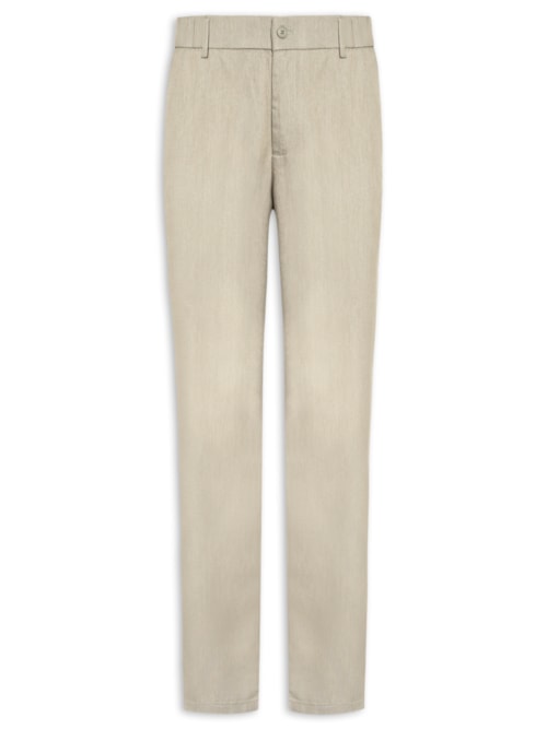 Calça Masculina Casual Cós Elástico Reta - Bege