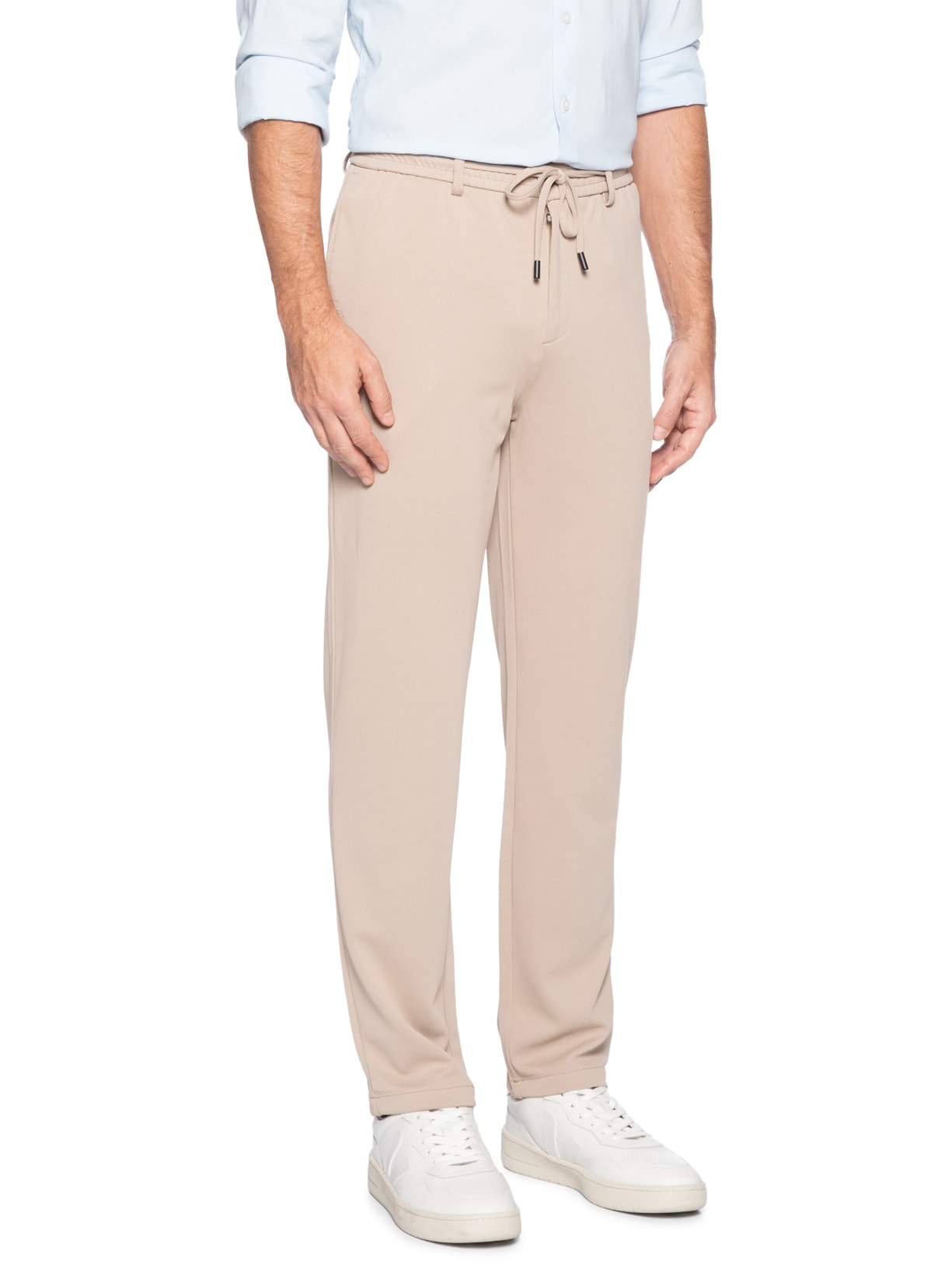 Calça Masculina Casual Cós Elástico Slim Bege '2 Essential