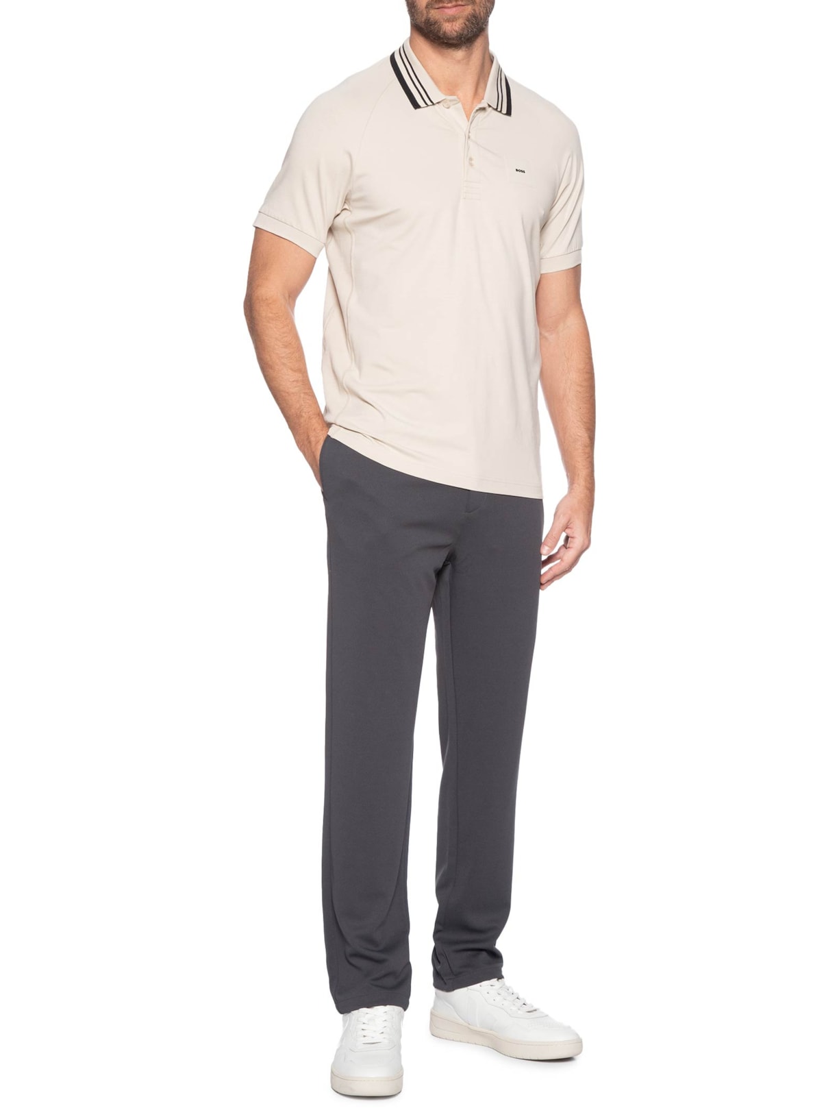 Calça Masculina Casual Cós Elástico Slim Cinza '2 Essential