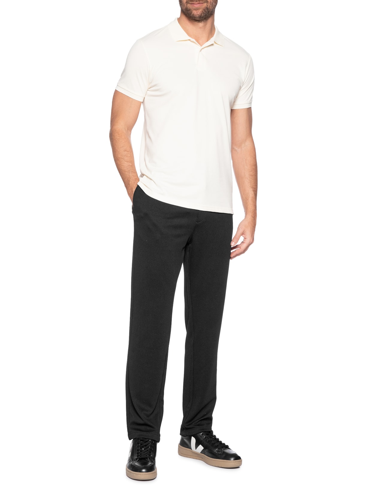 Calça Masculina Casual Cós Elástico Slim Preto '2 Essential