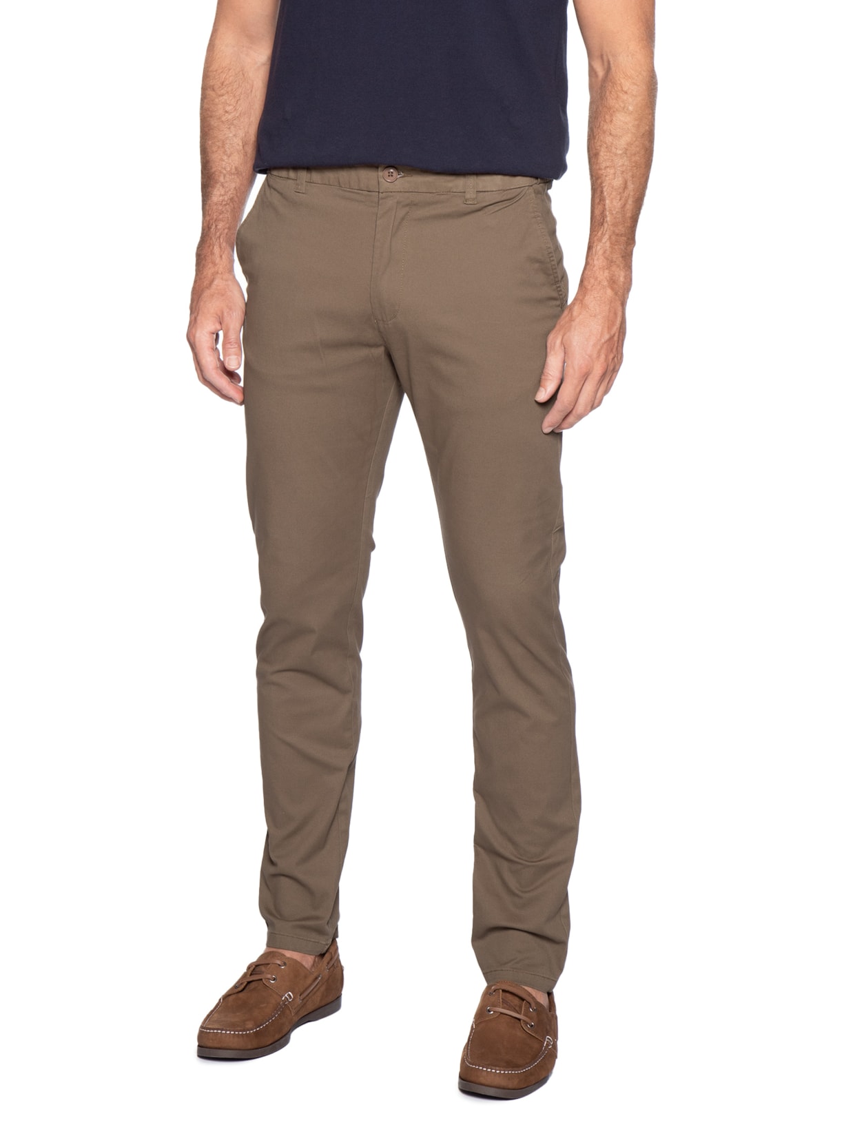 Calça Masculina Chino Cintura Ajustável Marrom '2 Essential