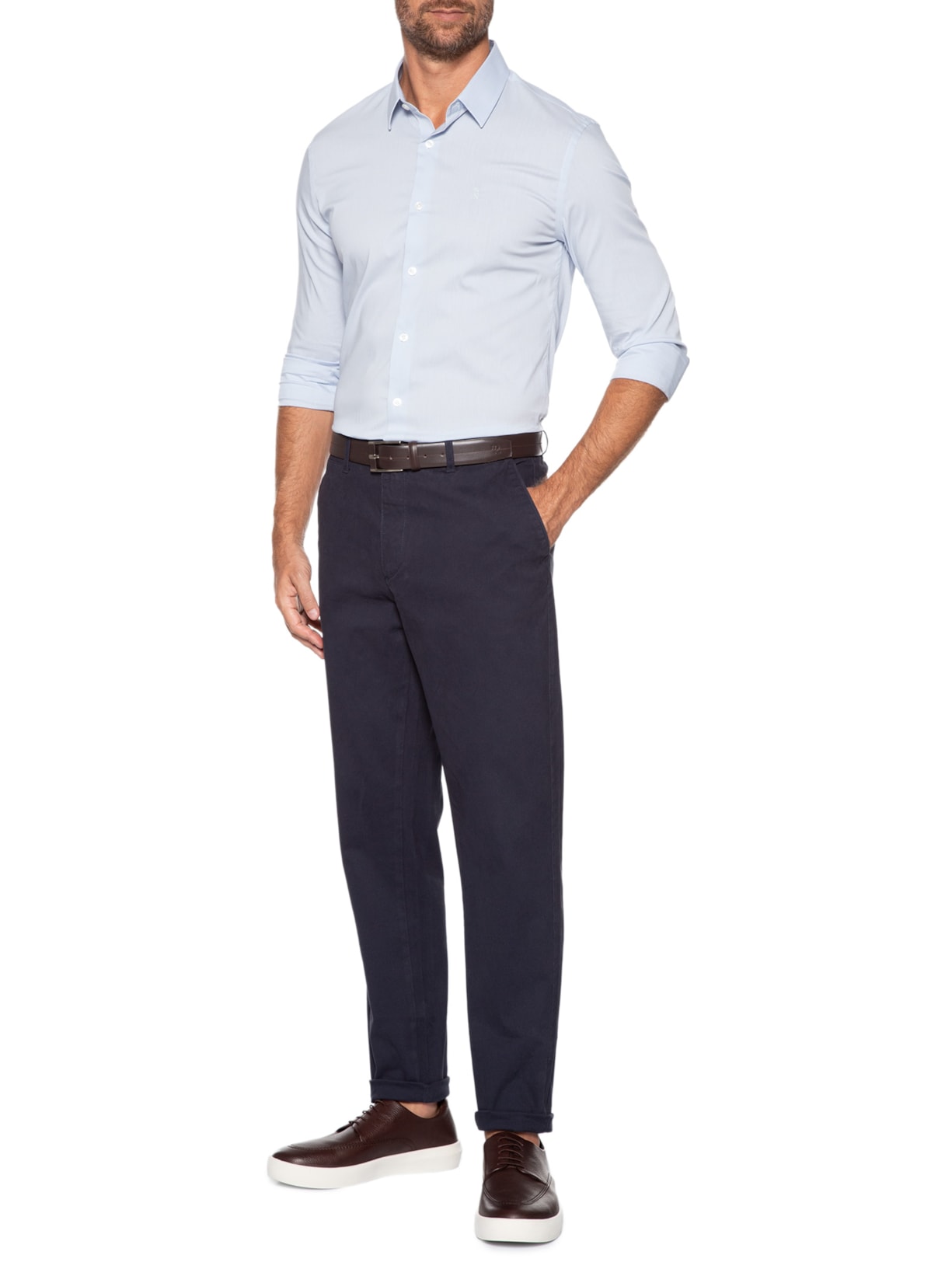 Calça Masculina Chino Color Reta Cinza '2 Essential