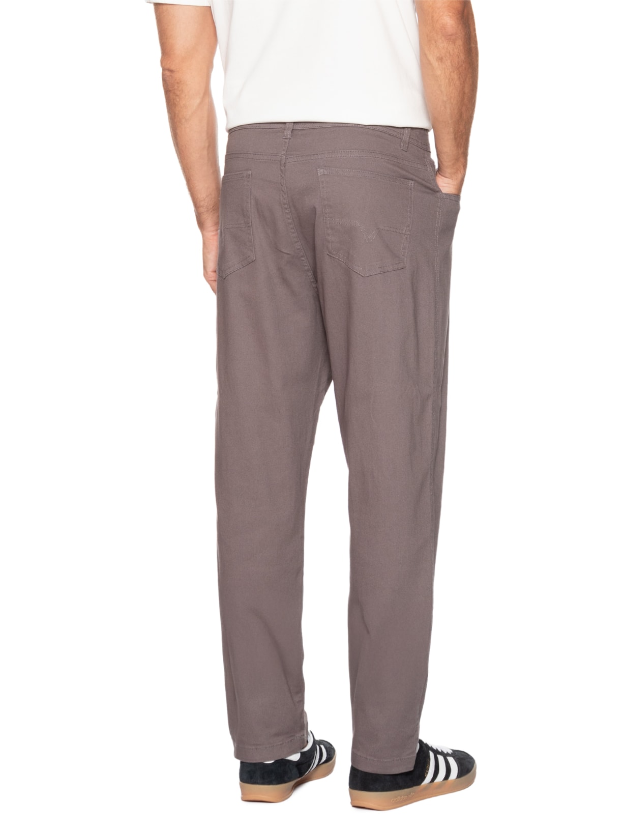 Calça Masculina Chino Sarja Color Cinza Basiq Men