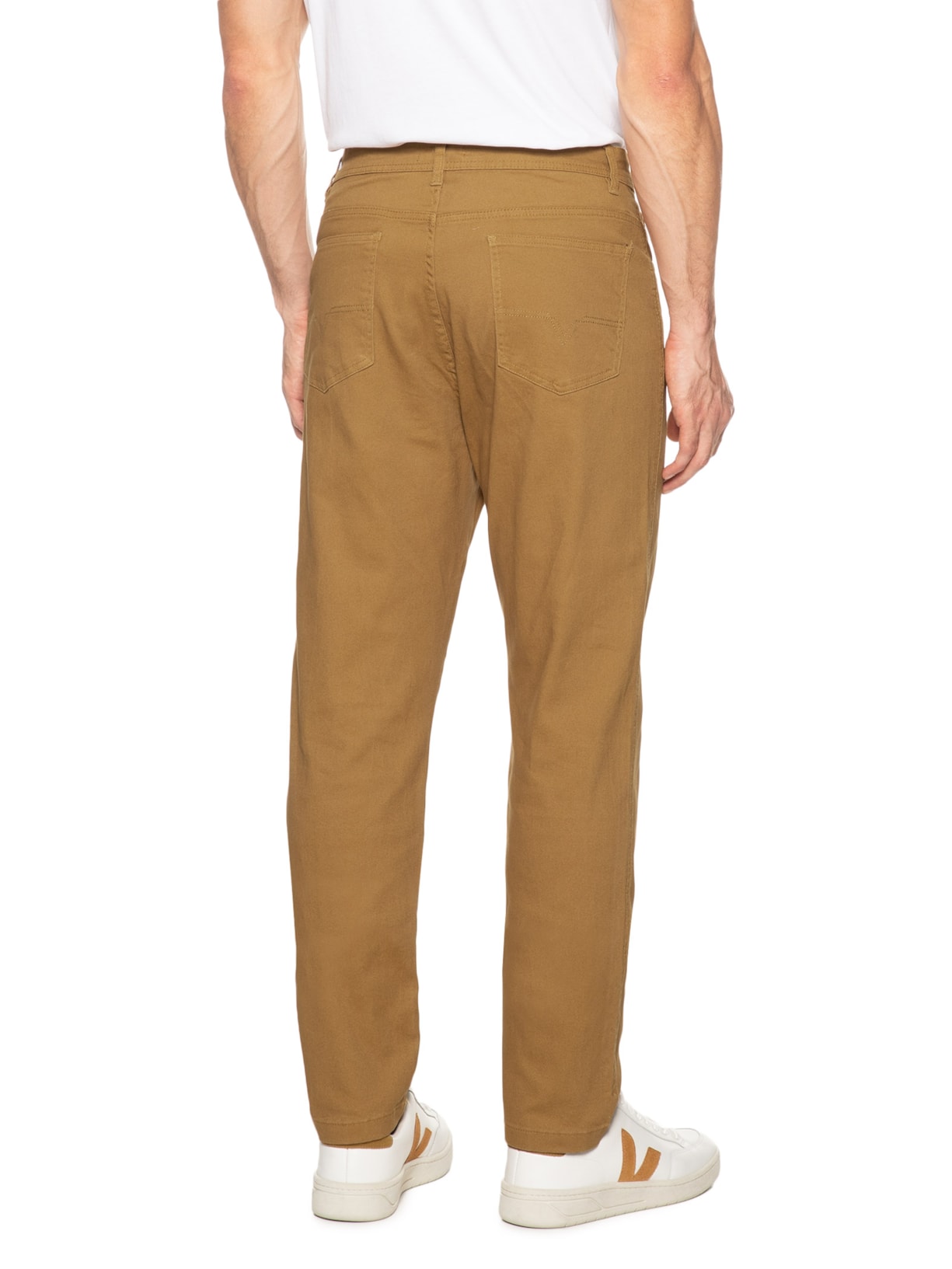 Calça Masculina Chino Sarja Color Marrom Basiq Men