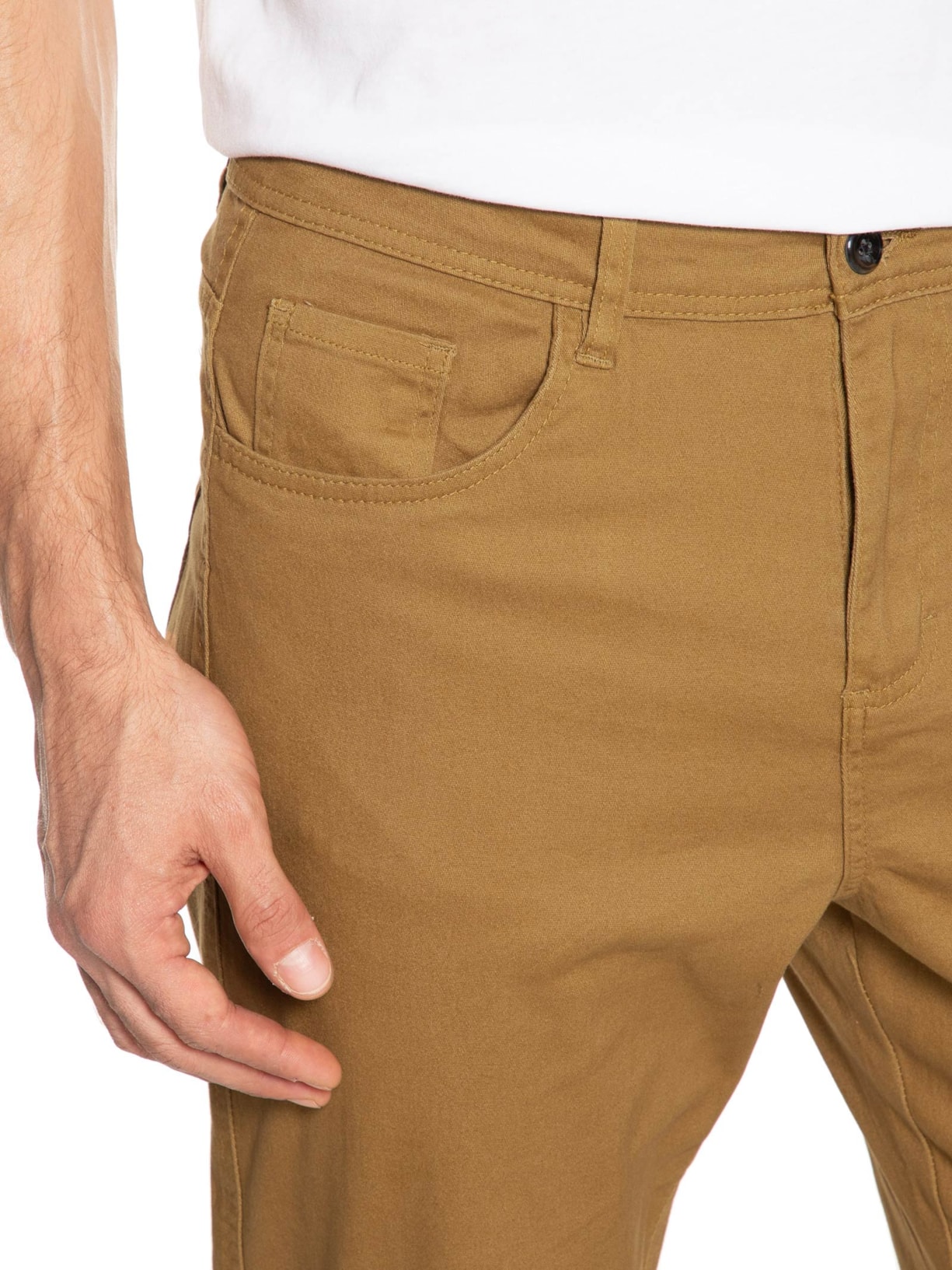 Calça Masculina Chino Sarja Color Marrom Basiq Men