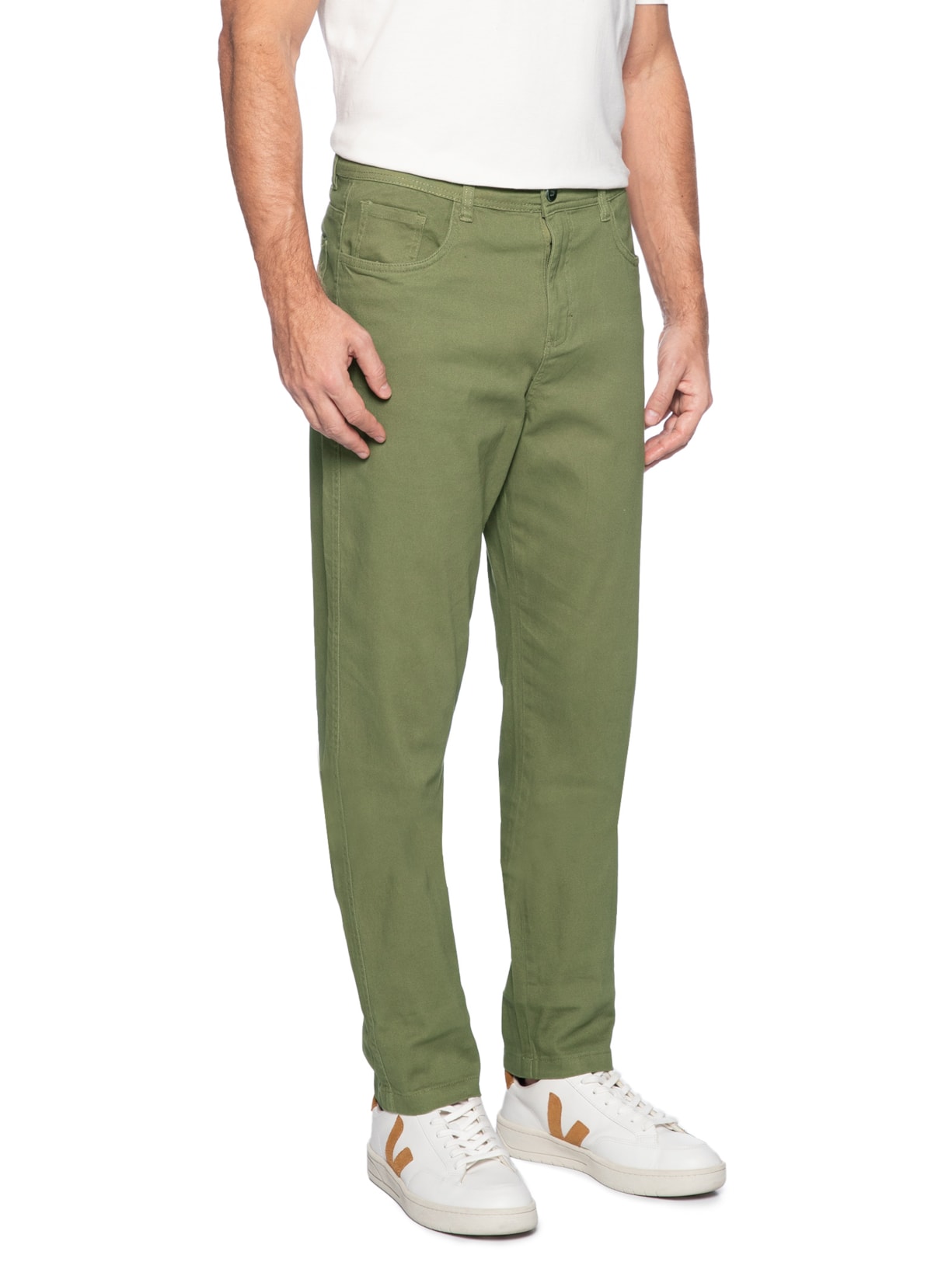 Calça Masculina Chino Sarja Color Verde Basiq Men