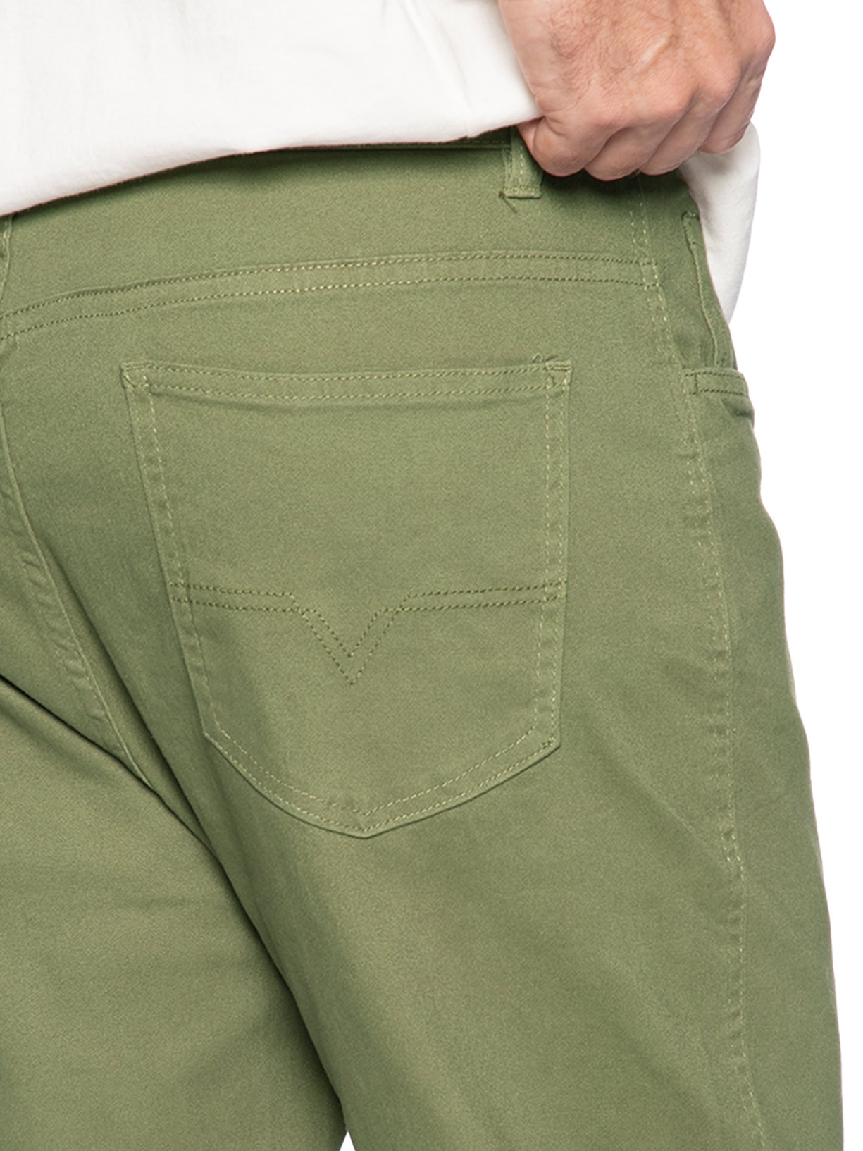 Calça Masculina Chino Sarja Color Verde Basiq Men
