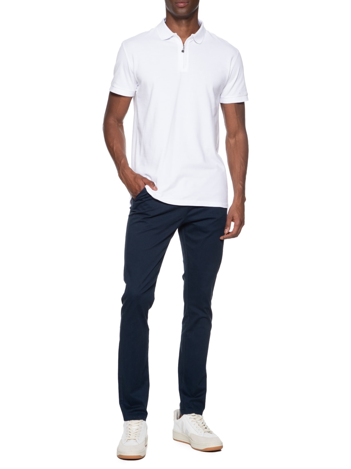 Calça Masculina Chino Skinny Clássica Sarja  Azul Aramis