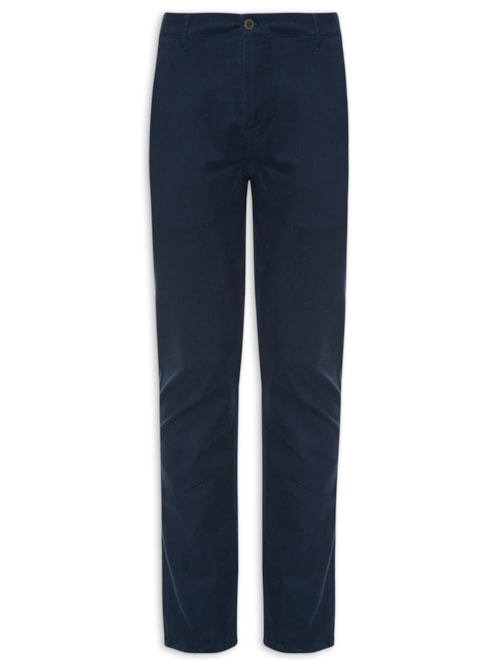 Calça Masculina Chino Skinny Clássica Sarja - Azul