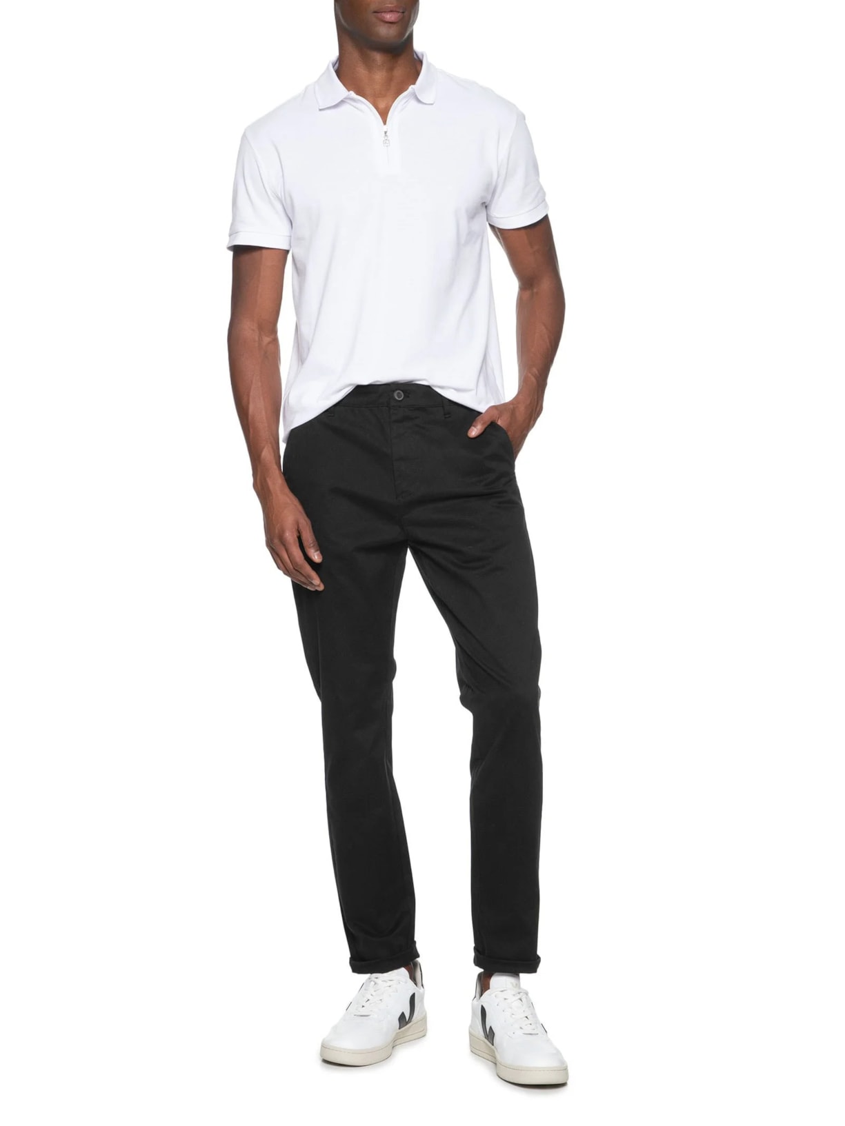 Calça Masculina Chino Skinny Clássica Sarja (PA) Preto Aramis