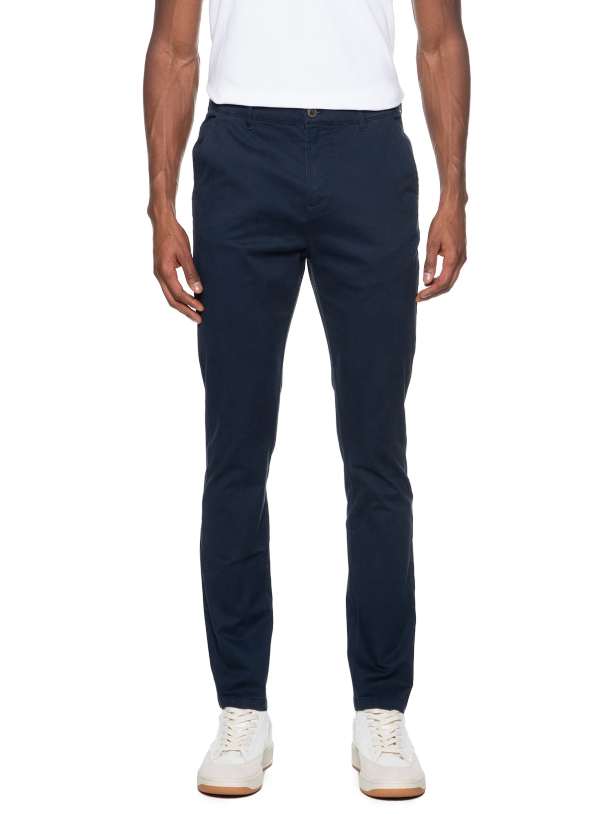 Calça Masculina Chino Slim Clássica Sarja  Azul Aramis