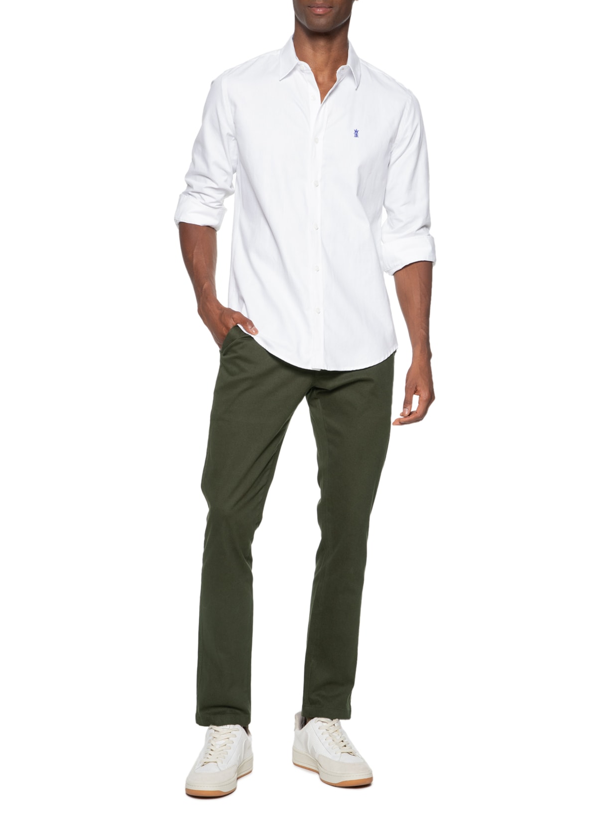 Calça Masculina Chino Slim Fit Color Verde '2 Essential